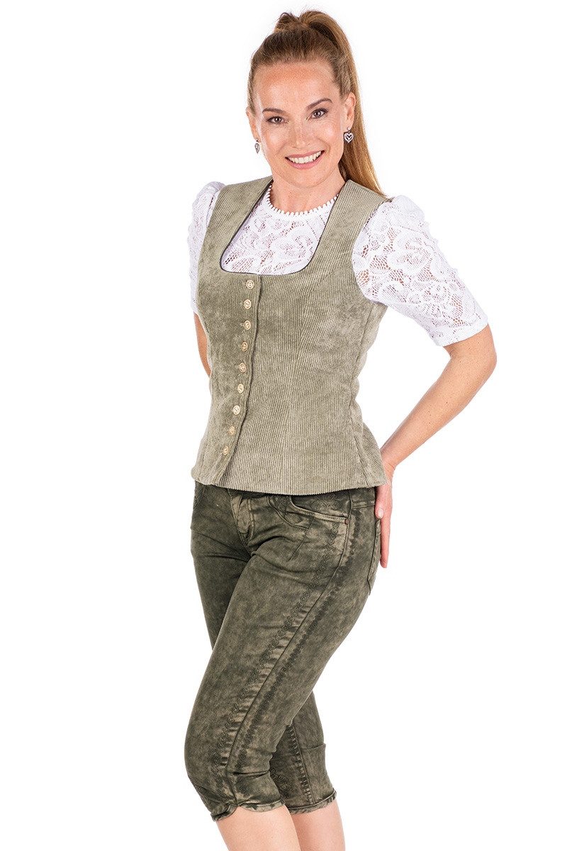 Berwin & Wolff Trachtenbluse Trachtenmieder Cord - ANNA - olivgrün günstig online kaufen