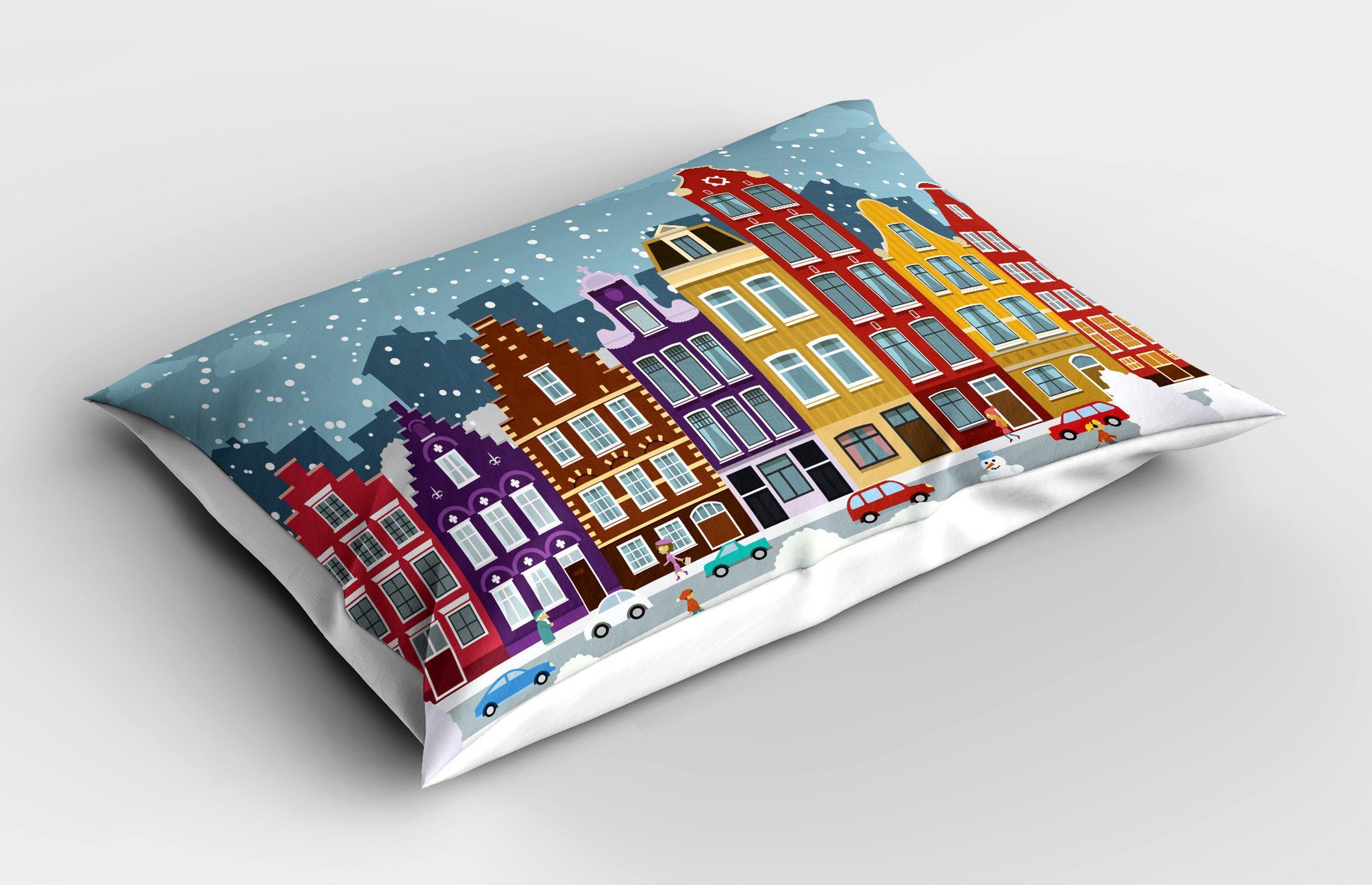 Kissenbezüge Dekorativer Winter Stadt Size Gedruckter in (1 Kissenbezug, Stück), Abakuhaus Amsterdam Niederländische dem King Standard