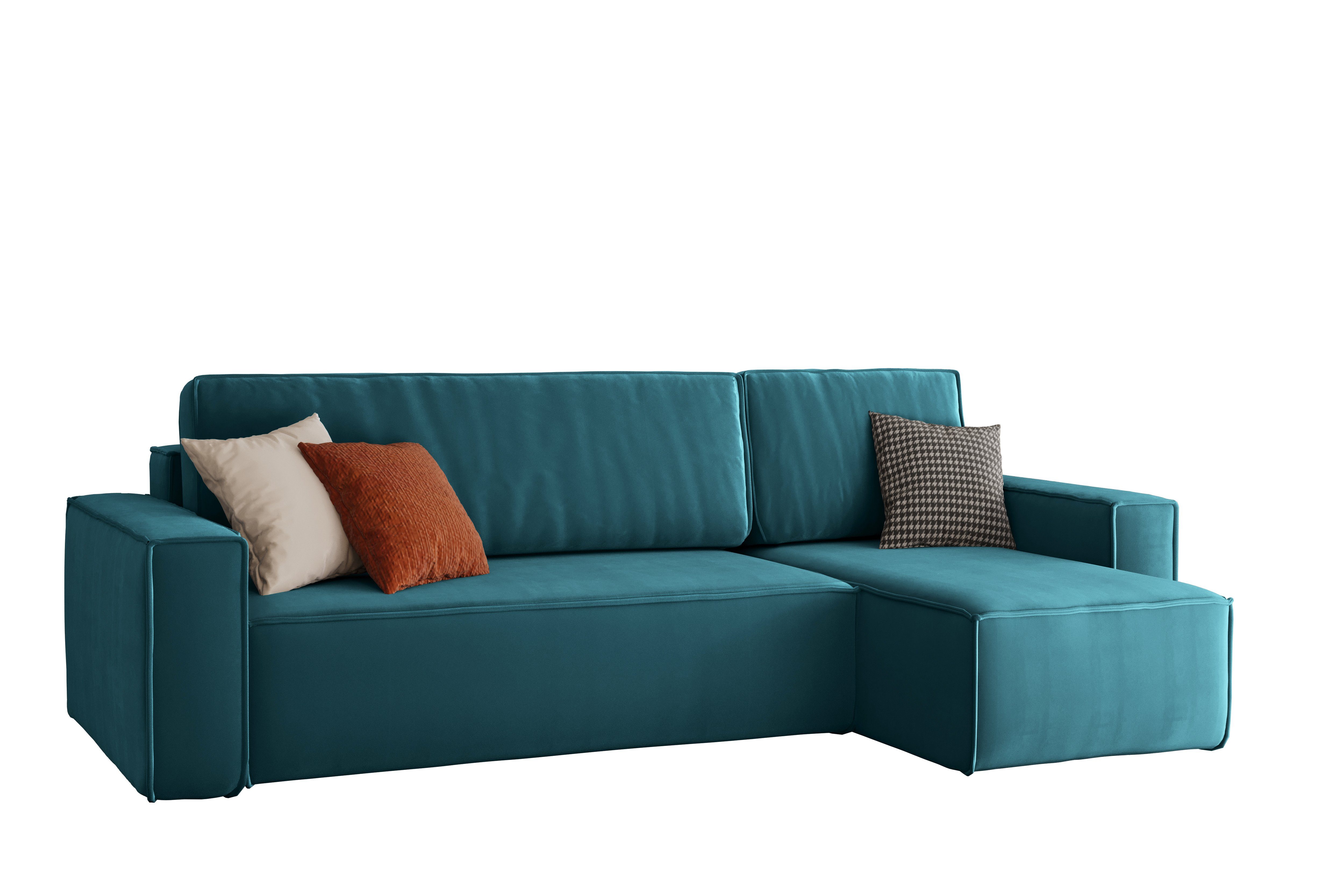 Friderik-EU Ecksofa KARL Ausklappbare Couch aus Samtstoff mit Bettkasten, mit Schlaffunktion Swing 9