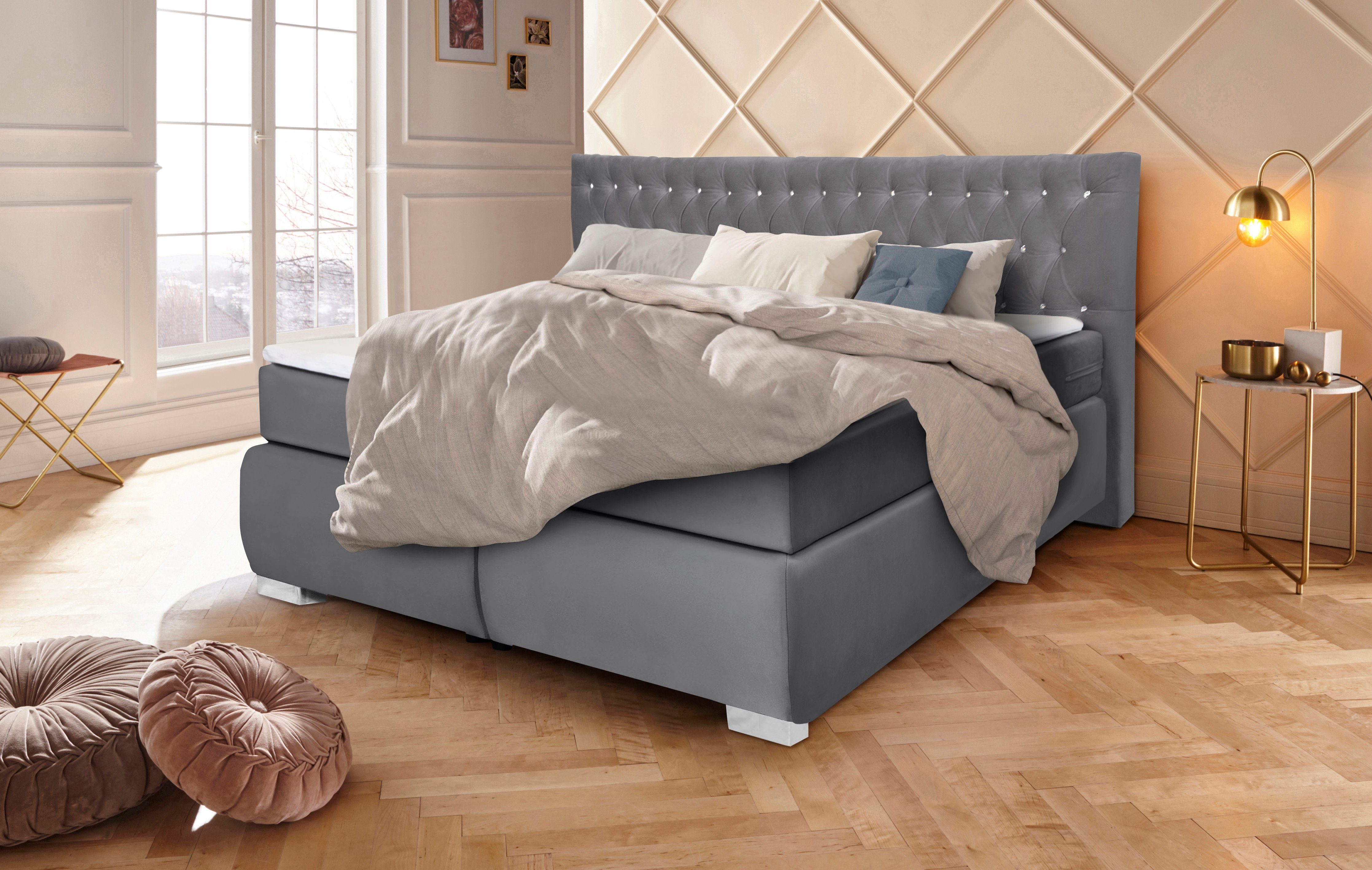 Leonique Boxspringbett Rumba, Taschenfederkern-Matratze in Härtegrad günstig online kaufen