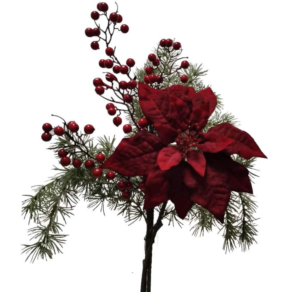 Kunstblumenstrauß Kunst-Blumen Bouquet RED CHRISTMAS BURGUNDROT ca. 65 cm, günstig online kaufen