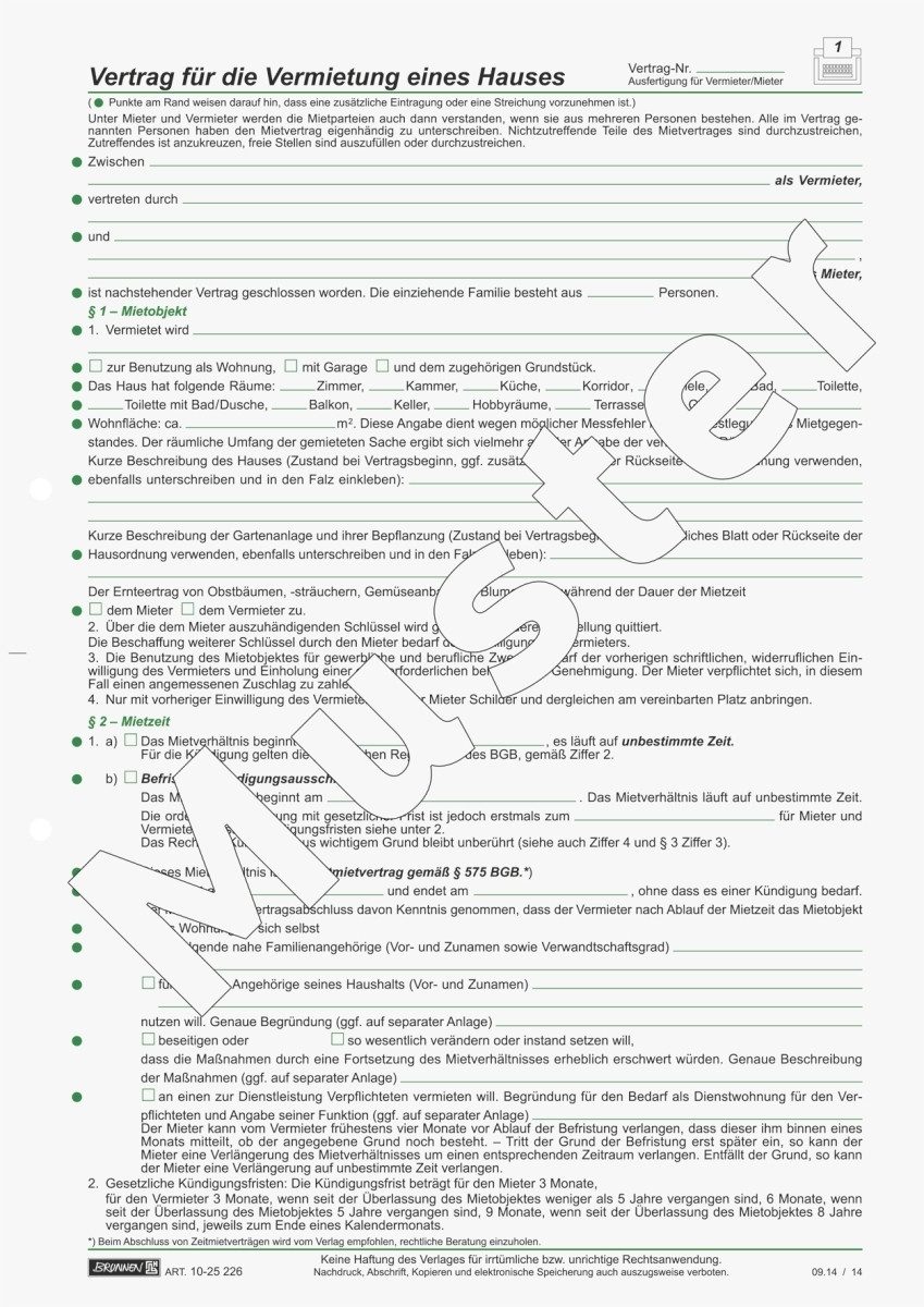 Formularblock Mietvertrag Häuser A4 5 Seiten