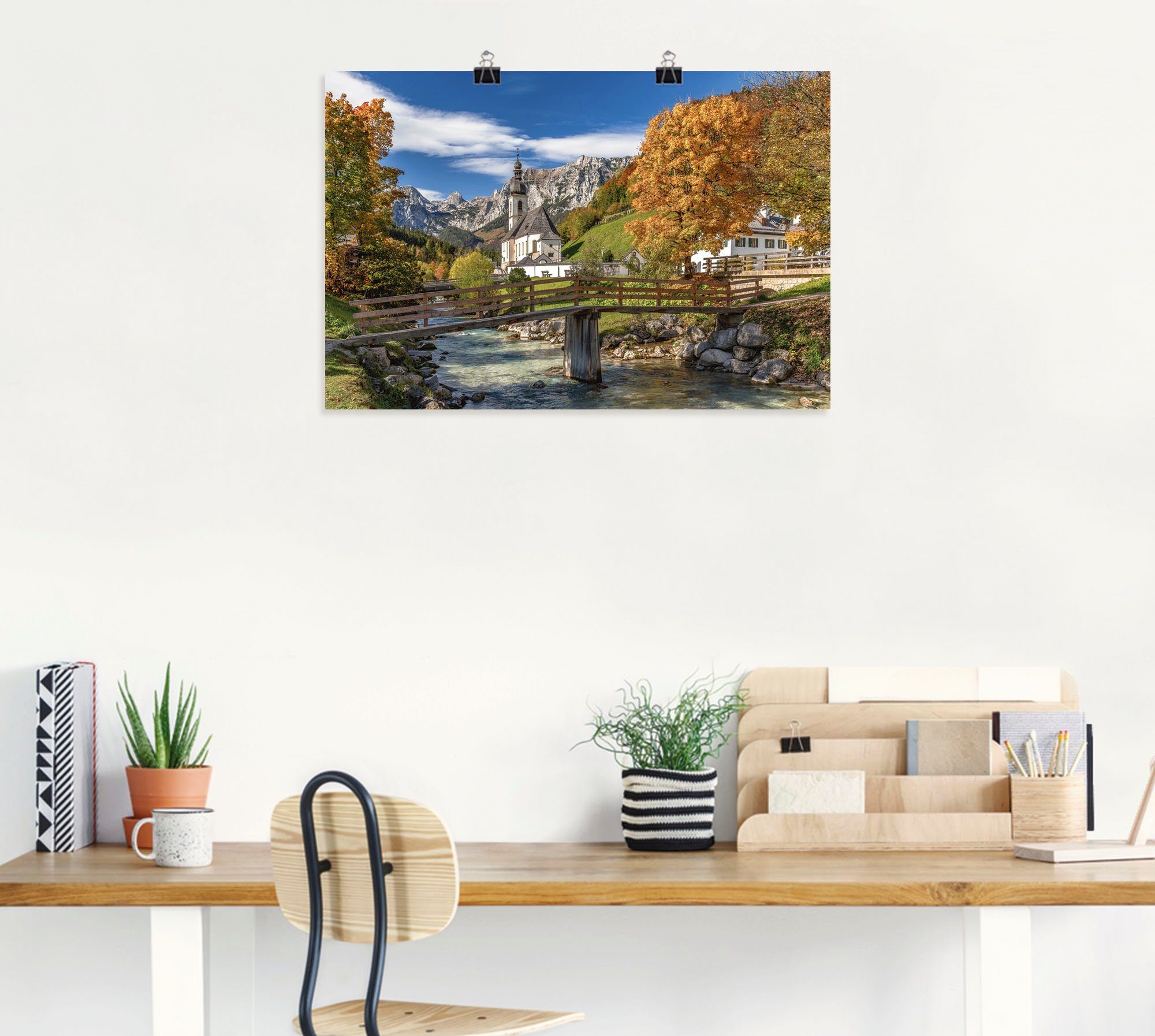 Leinwandbild, oder als Poster Artland Alubild, & Land, St), im Berge Alpenbilder (1 versch. Größen Wandbild Herbst Berchtesgadener in Wandaufkleber