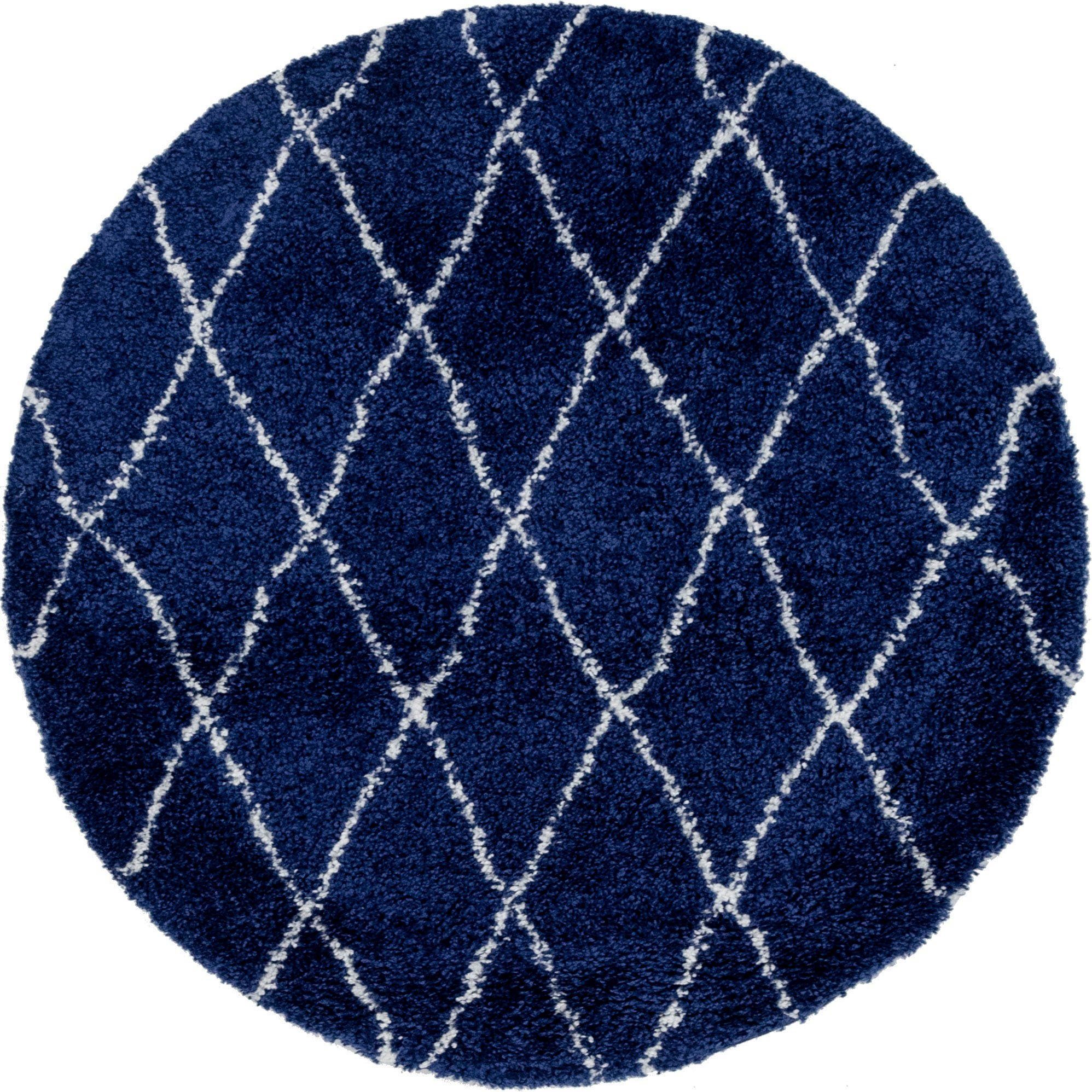 Myflair Möbel & Accessoires Hochflor-Teppich Temara Shag, LAGERRÄUMUNG, rund, Höhe: 51 mm, gewebt, Rauten Design, weich & kuschelig