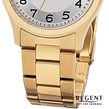 Regent Quarzuhr Regent Herren Armbanduhr Analog, (Analoguhr), Herren Armbanduhr rund, extra groß (ca. 37mm), Metallarmband