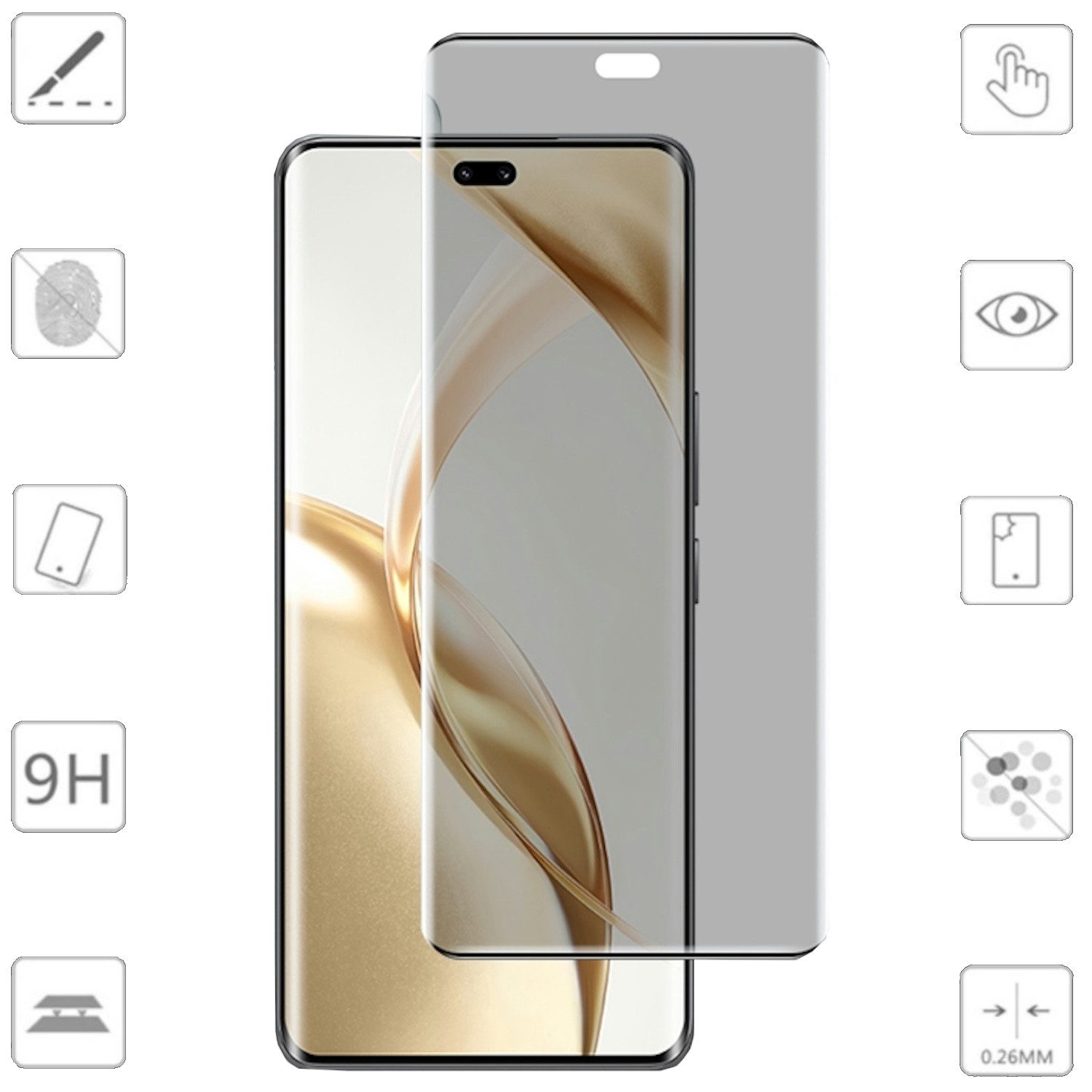 Handyhülle Für OnePlus 13R 4D Privacy Display Full Curved Hart Glas Folie Schutz