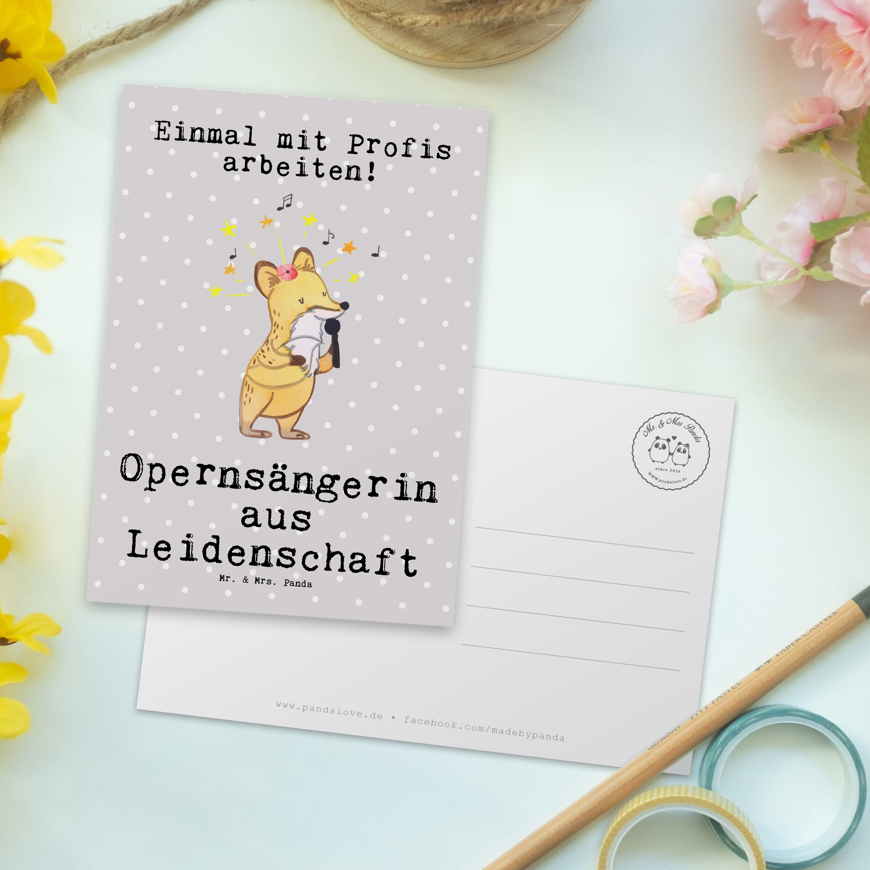 Mr. & Leidenschaft G - aus Panda Opernsängerin Geschenk, Mrs. Grau Abschied, Postkarte - Pastell