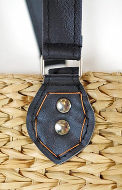 Kobolo Shopper Taschen oval mit Textil - schwarze Henkel 2er Set