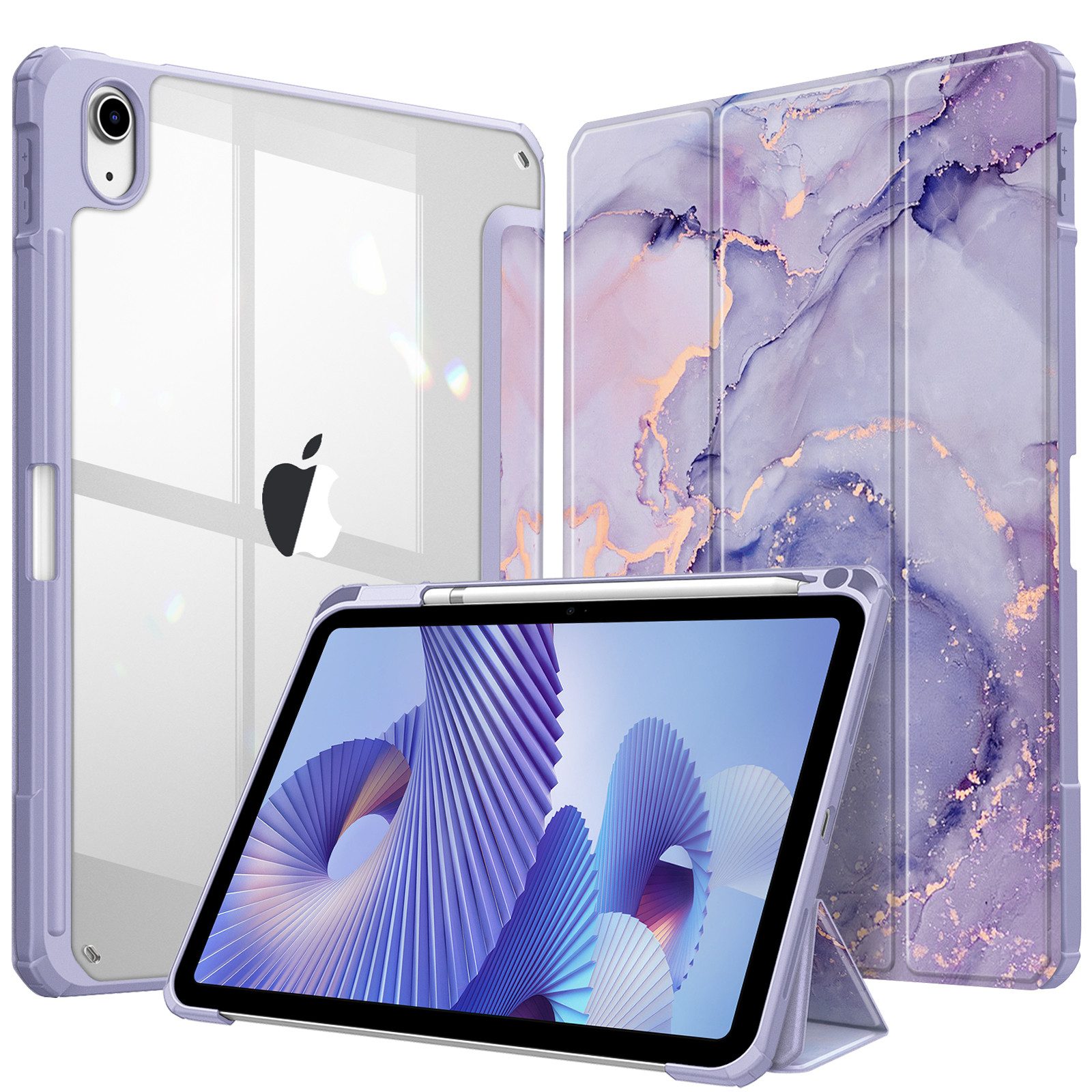 Fintie Tablet-Hülle für iPad 11 Generation 11 Zoll 2025 (A16), iPad 10 Generation 2022 10.9 Zoll, mit Stifthalter, Stoßfeste Hybrid Hülle mit transparenter Hartschale