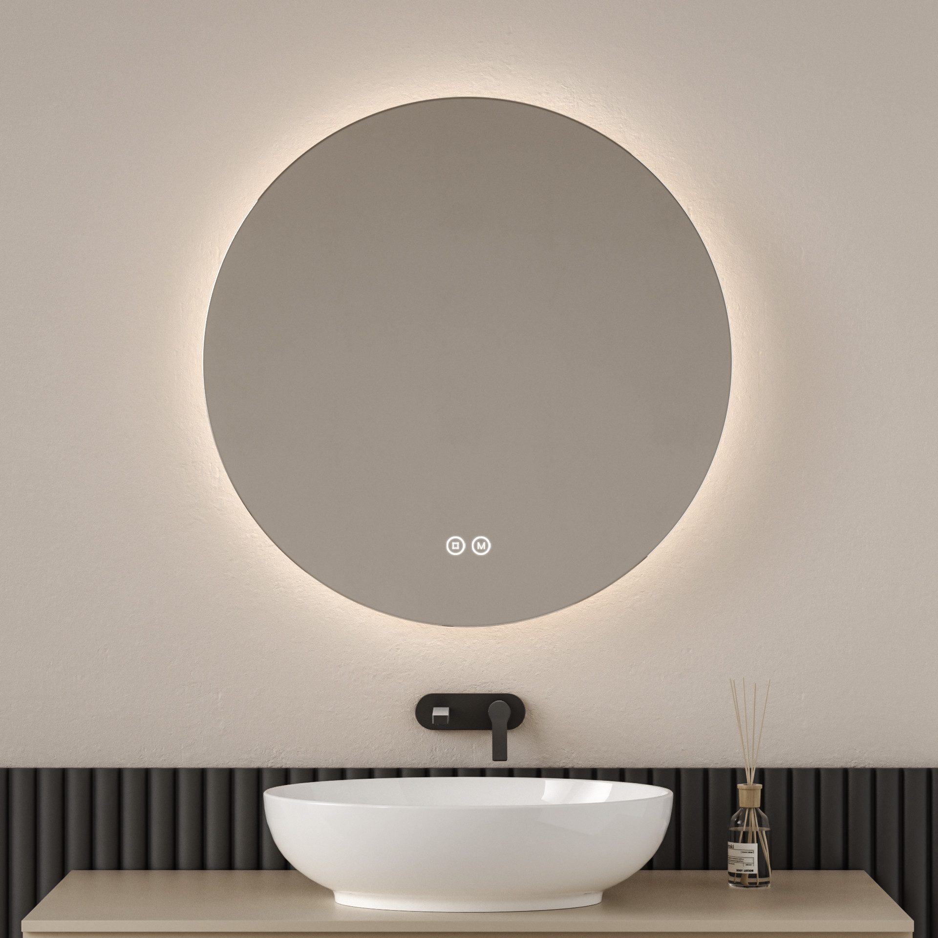 EMKE Badspiegel Runder Badspigel Spiegel mit Beleuchtung Rahmenloser Spiege günstig online kaufen