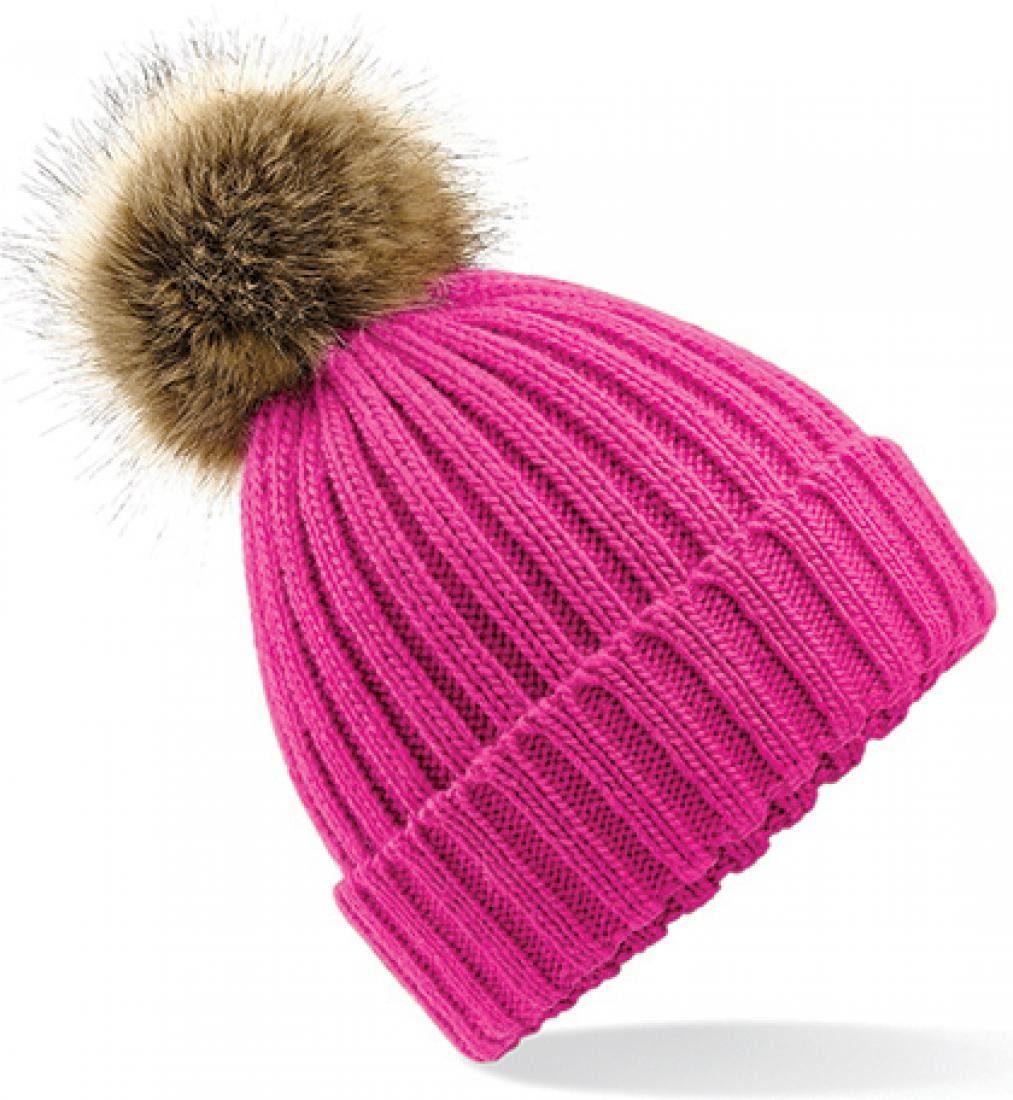 Beechfield® Bommelmütze Herrenmütze Fur Pom Chunky Beanie / Luxus-Kunstfell günstig online kaufen