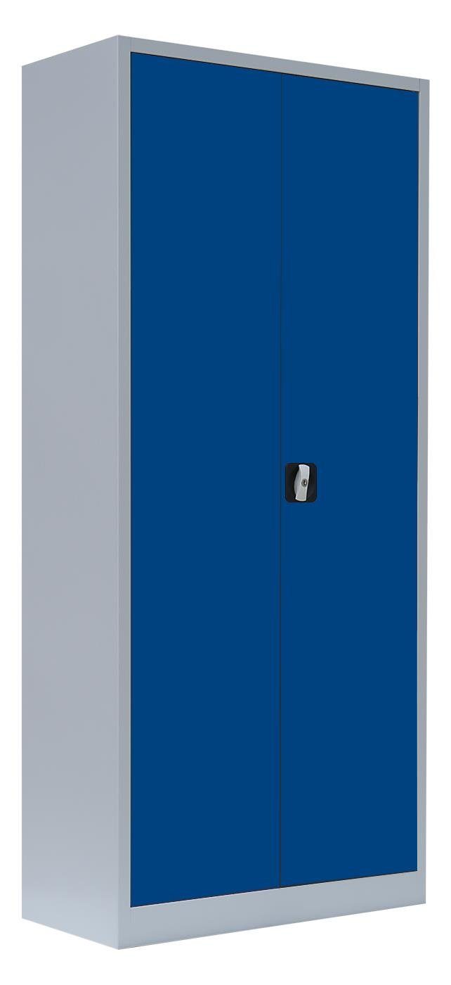 Steelboxx Mehrzweckschrank Lüllmann® Flügeltürenschrank, 4,5 OH, 1800 x 800 x 383 mm (1-St) Komplett montiert und verschweißt, keine Montage erforderlich Grau/Blau | grau
