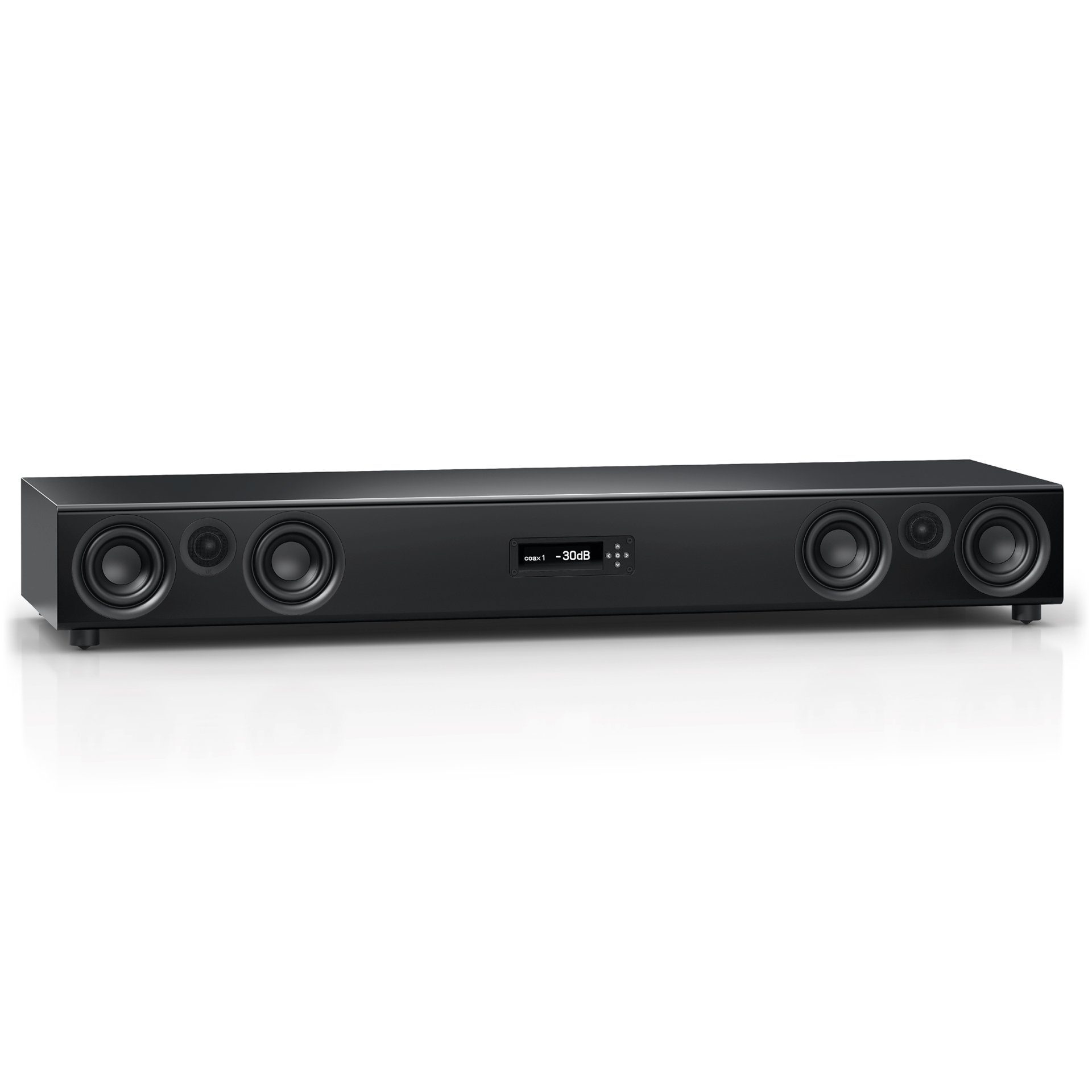 Nubert nuPro Surround) 5.0 Voice+, Dolby Bluetooth RC und (820 Mehrschichtlack Schwarz Decoder, Soundbar XS-8500 eARC, HDMI W, X-Connect aptX Digital HD