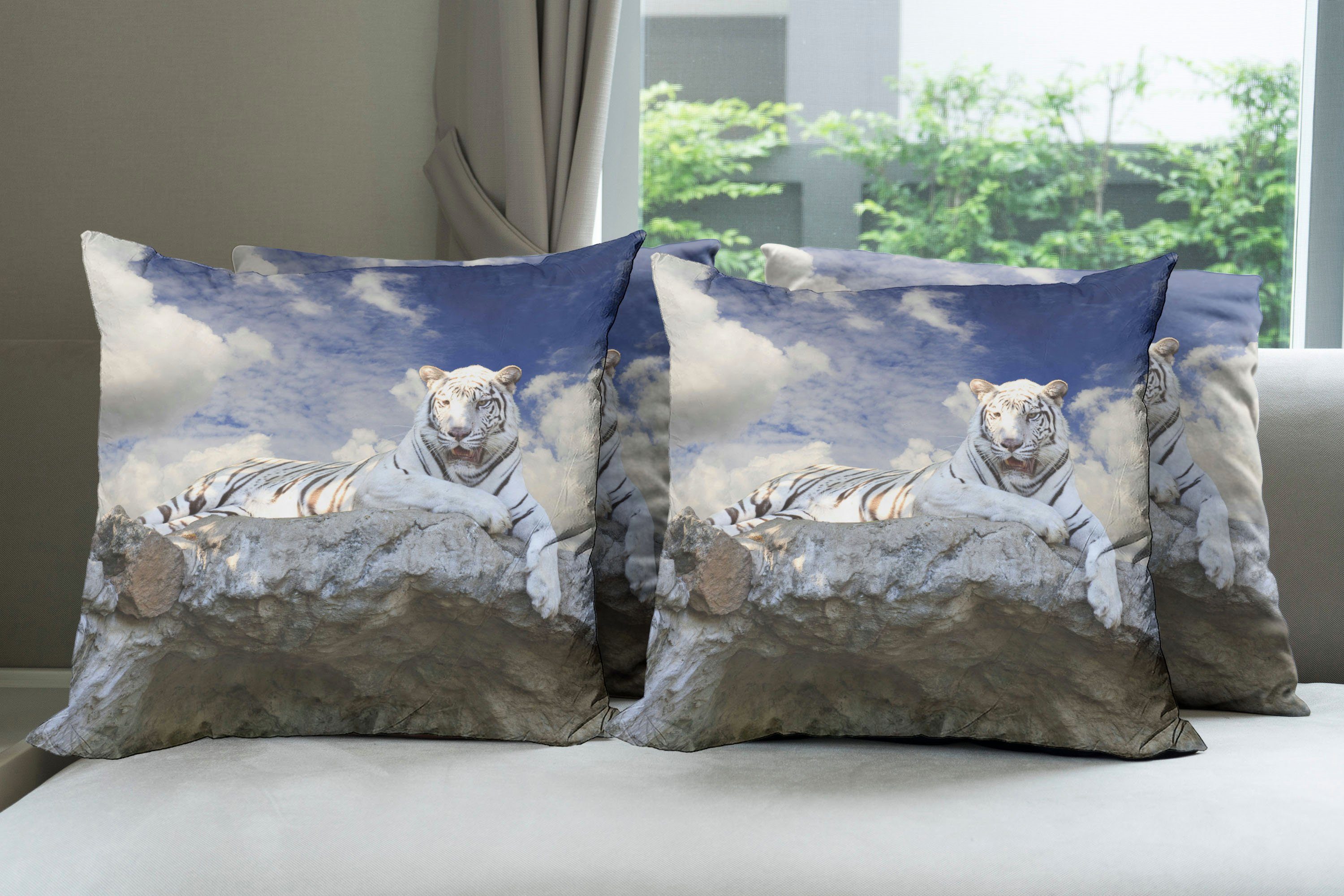 Jagd Doppelseitiger Accent Feline Bengal Kissenbezüge Stück), (4 Abakuhaus Tiger Modern Digitaldruck,