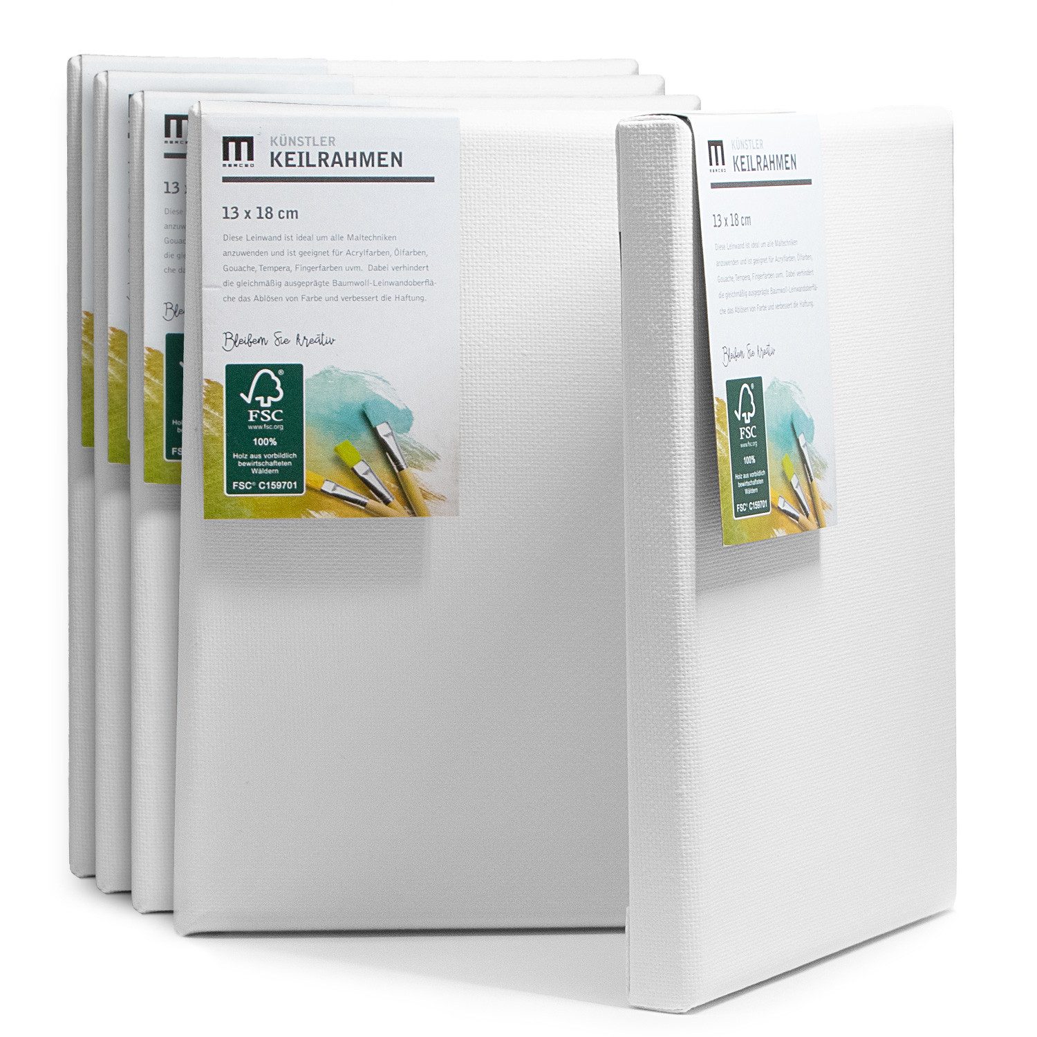 M MERCEO Leinwand, 5er-Set Leinwand 13x18cm (zum Bemalen, Baumwolle, Keilrahmen, 280g/m)