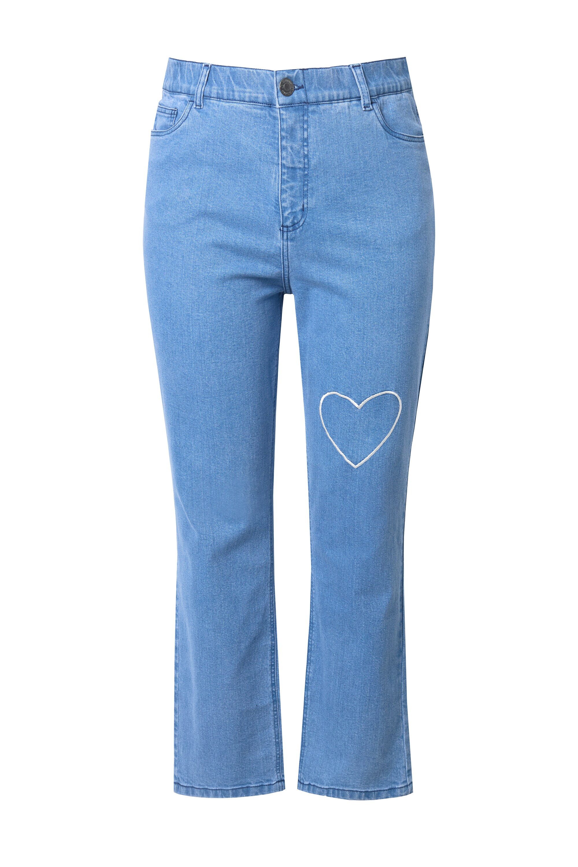 Studio Untold Röhrenjeans Mom-Jeans Mom-Shape 5-Pocket Heart-Stickerei günstig online kaufen