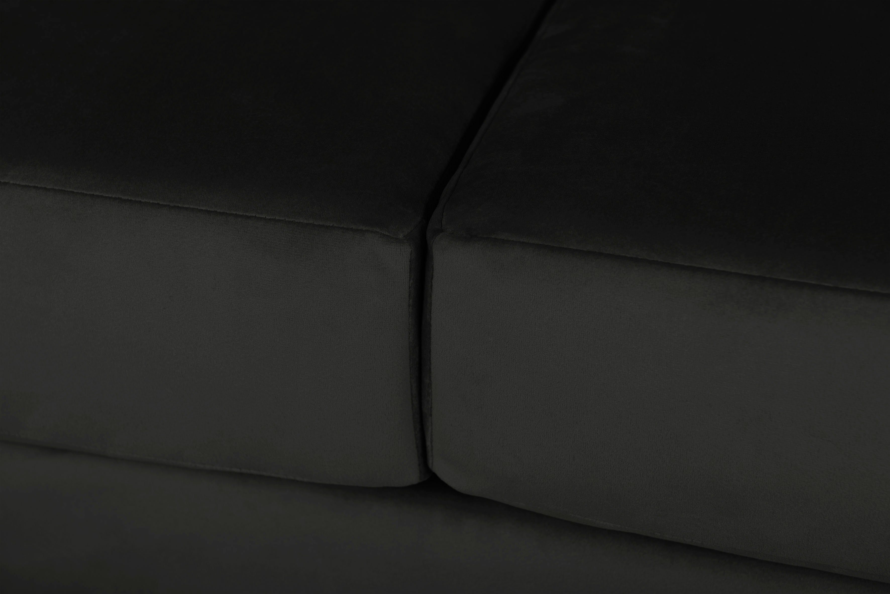 black Ecksofa mit Metall-Winkelfüßen, cm Breite 251 Velina, Gerberei Alte