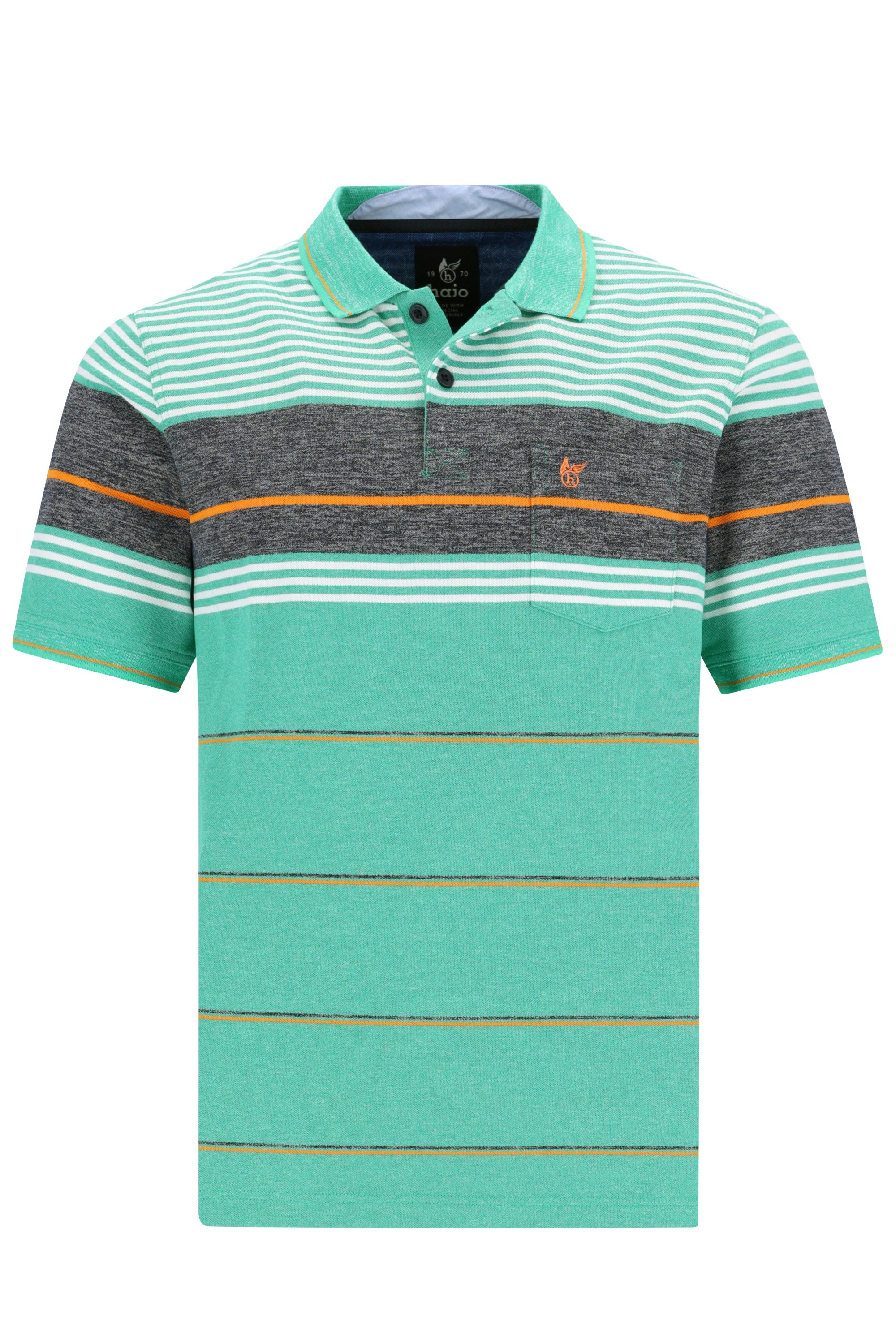 Hajo Poloshirt H Poloshirt m.ElasthanStreifenmix smaragd