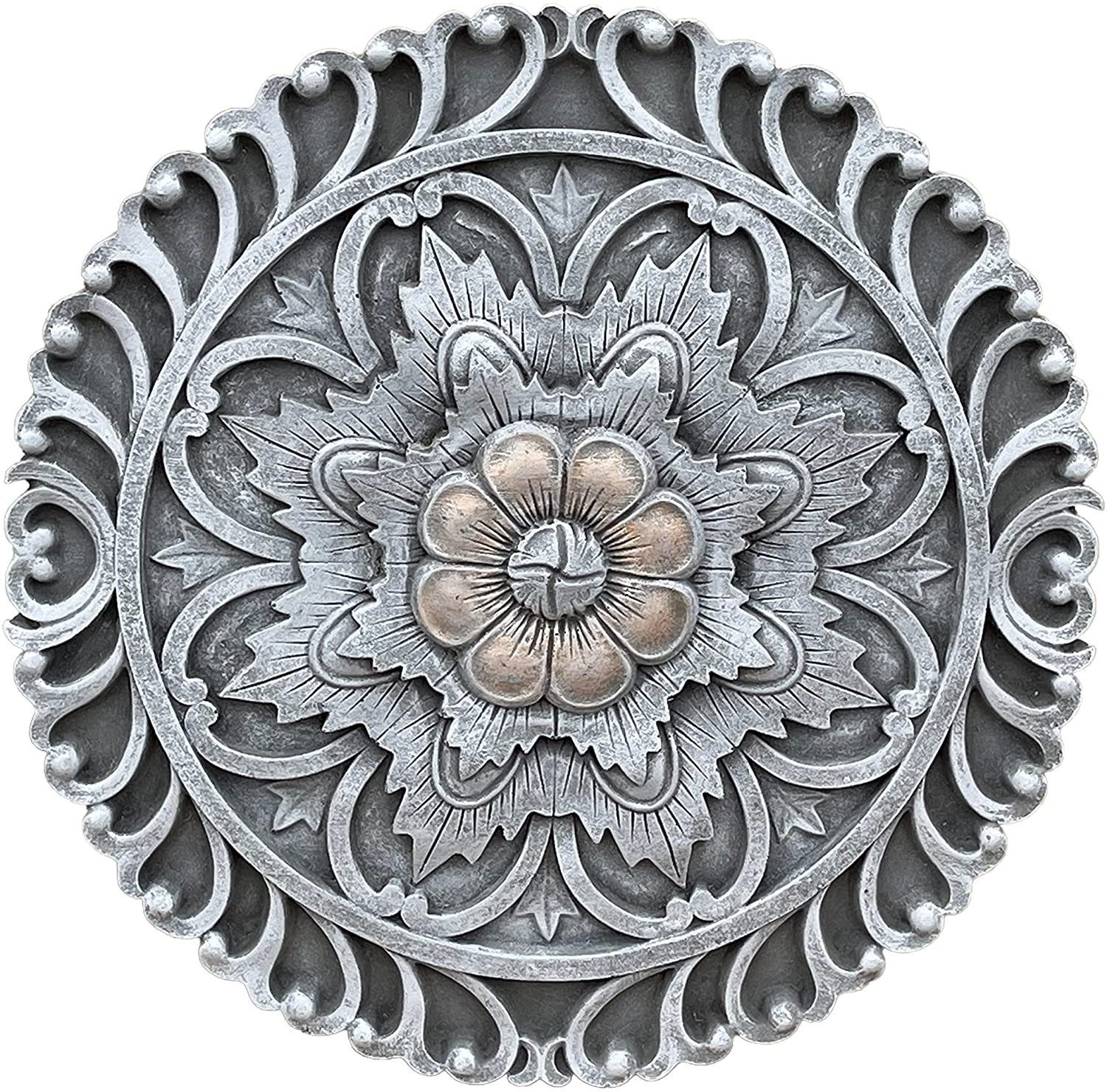 Mandala and rund Seerose Stone Wandrelief Style Gartenfigur
