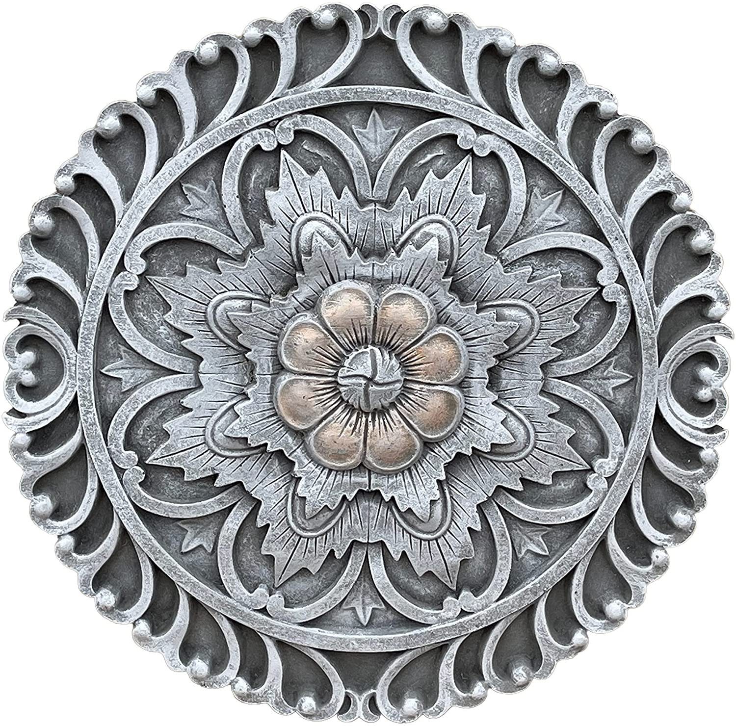 Stone and Seerose Gartenfigur Wandrelief Style rund Mandala