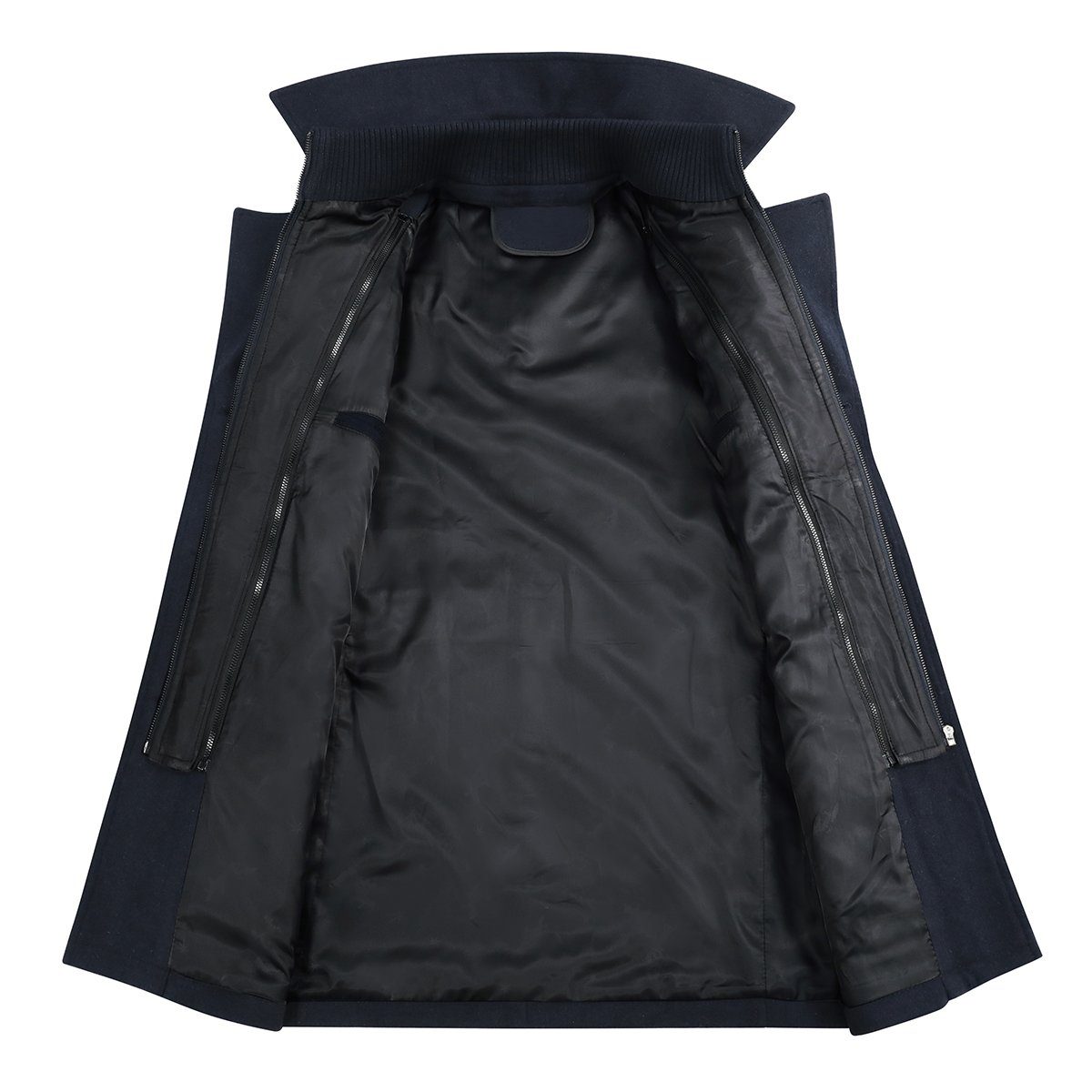 Allthemen Kurzmantel Herren Slim Fit Wollmantel mit abnehmbarem Doppelkragen Wintermantel
