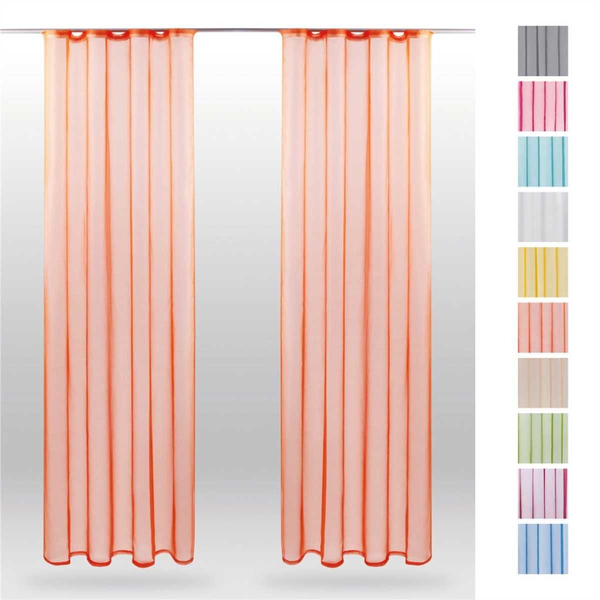 "Transparent" Gardinenset transparent, Universalband) mit Bestlivings, Dekoschals Vorhang, Voile, (2 Kräuselband St), (2 Orange