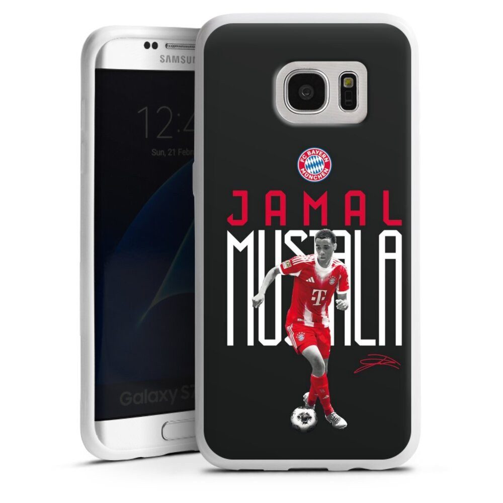 DeinDesign Handyhülle FC Bayern München Jamal Musiala Offizielles Lizenzprodukt, Samsung Galaxy S7 Edge Silikon Hülle Bumper Case Handy Schutzhülle