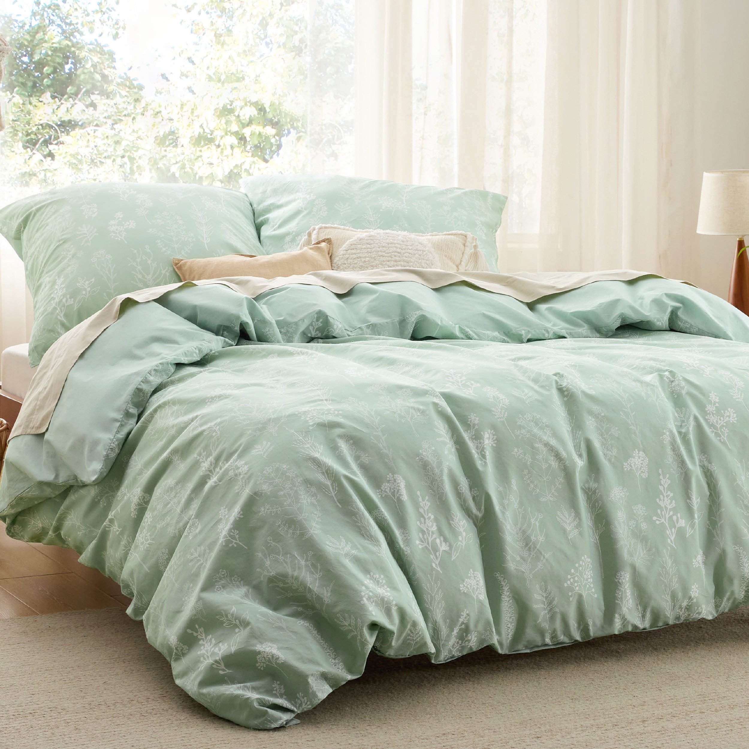 BEDSURE Wendebettwäsche mit Zweige-Design und Reißverschluss, günstig online kaufen