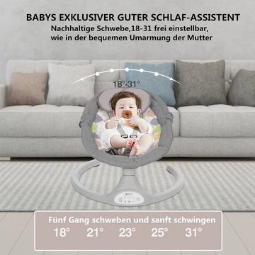 Insma Babywippe, elektrisch Babyschaukel bluetooth Musik 5 Gang 0-12 Monat max. 9kg