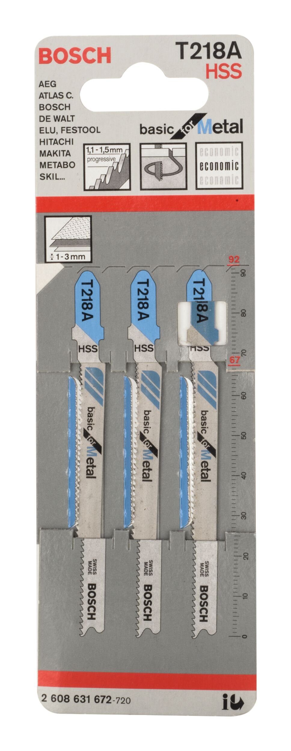 BOSCH Stichsägeblatt A - Metal 218 Basic for T 3er-Pack (3 Stück)