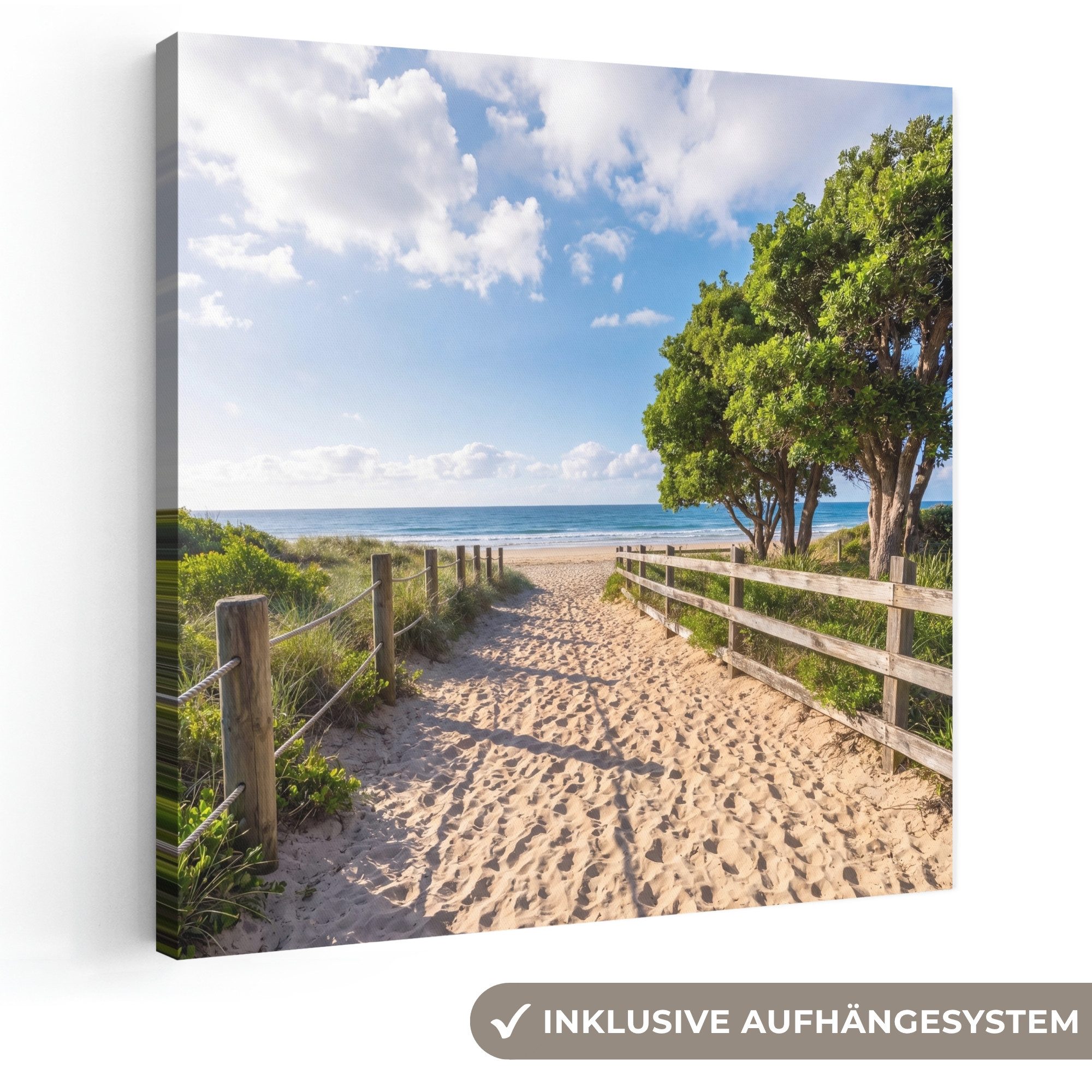 OneMillionCanvasses® Leinwandbild Strand - Sandstrand - Meer - Natur, Fotodruck (1 St), Wandbild, Deko Schlafzimmer Wohnzimmer Flur 20x20 cm
