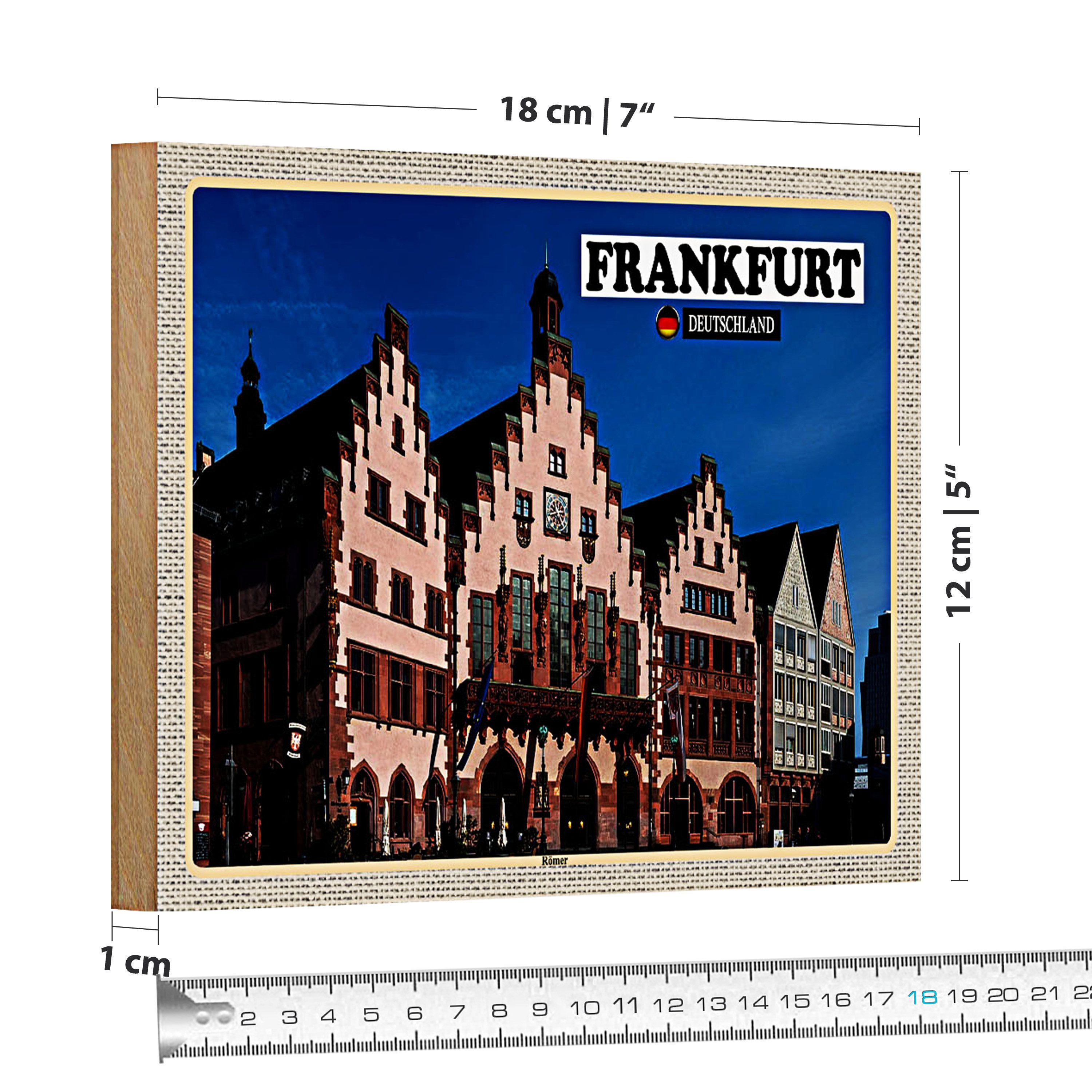 Roomando Holzbild Städte Frankfurt Römer Architektur 18x12cm