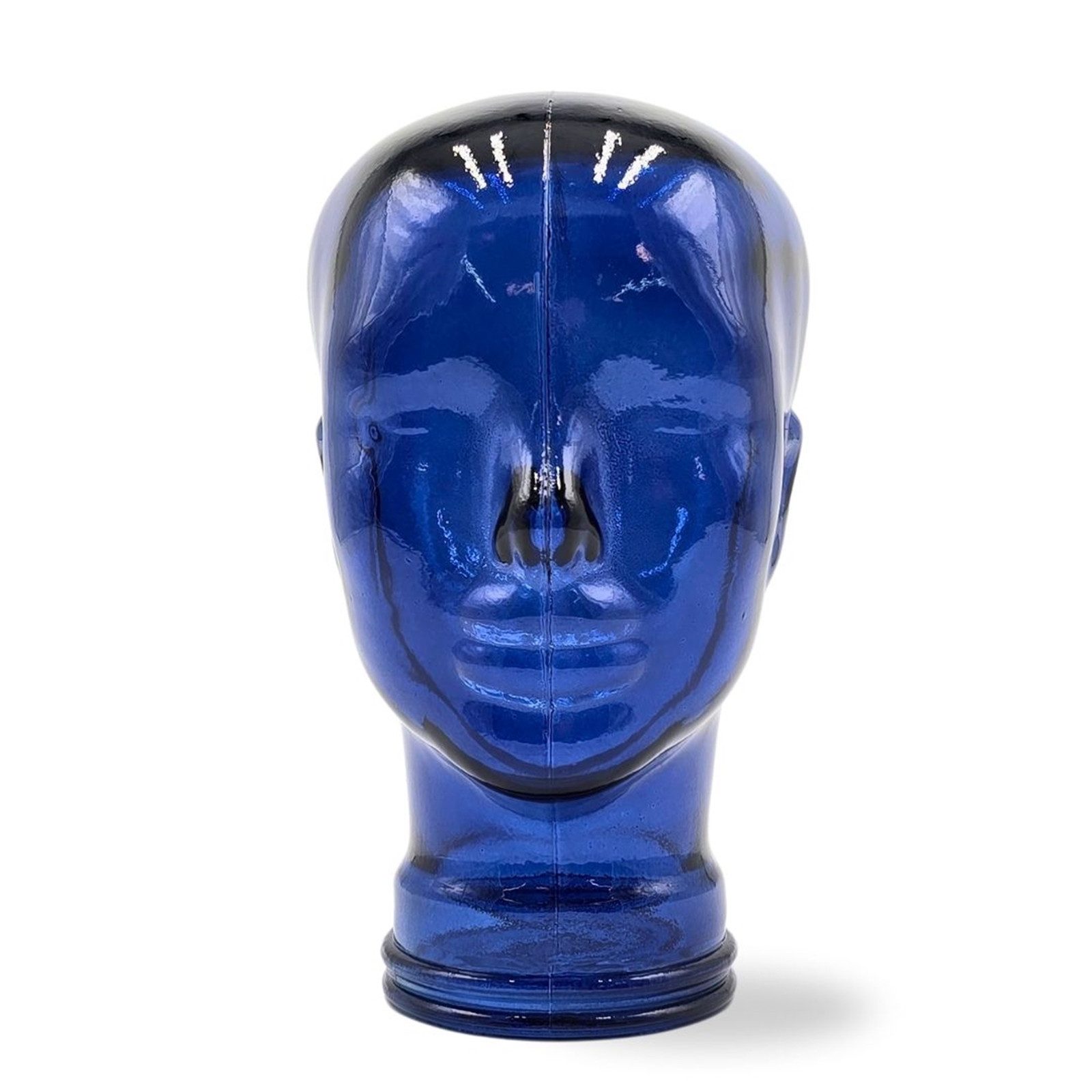 DESIGN DELIGHTS Skulptur Glas KOPFHÖRERSTÄNDER 29cm Glaskopf Skulptur, T09 marineblau – Bild 5 von 5