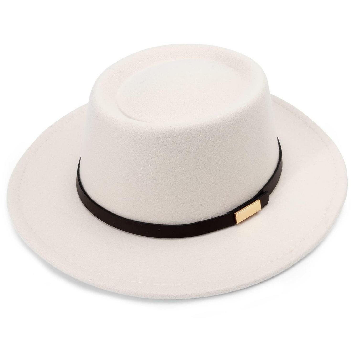 LuxusKollektion Fedora Fedora Hut Damen 1 Pc Fedora Hat Beige Round Top 73-b-be Einheitsgröße