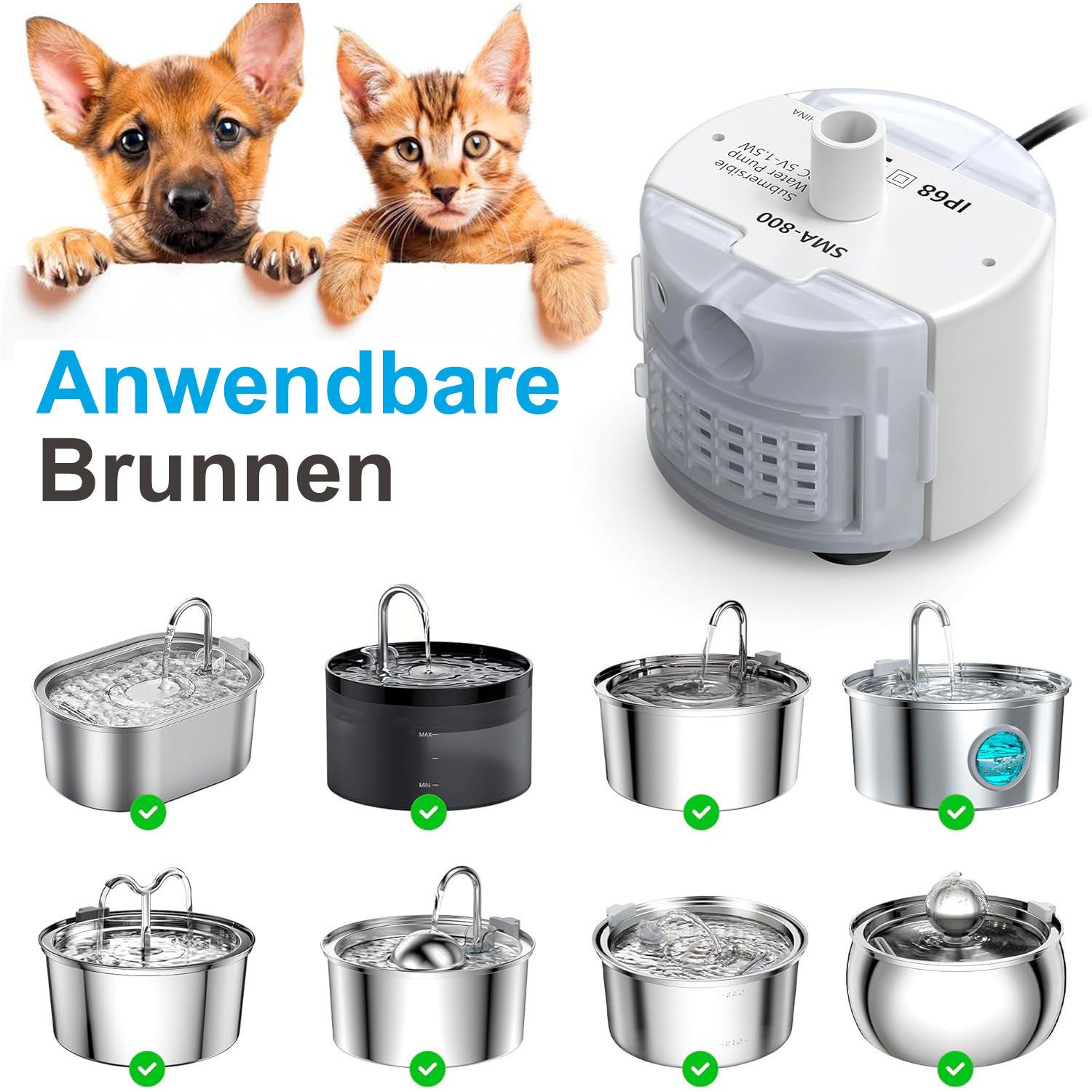 Comfy Mate Trinkbrunnen Pumpe Wasserbrunnen Ersatzpumpe für Edelstahl Haust günstig online kaufen