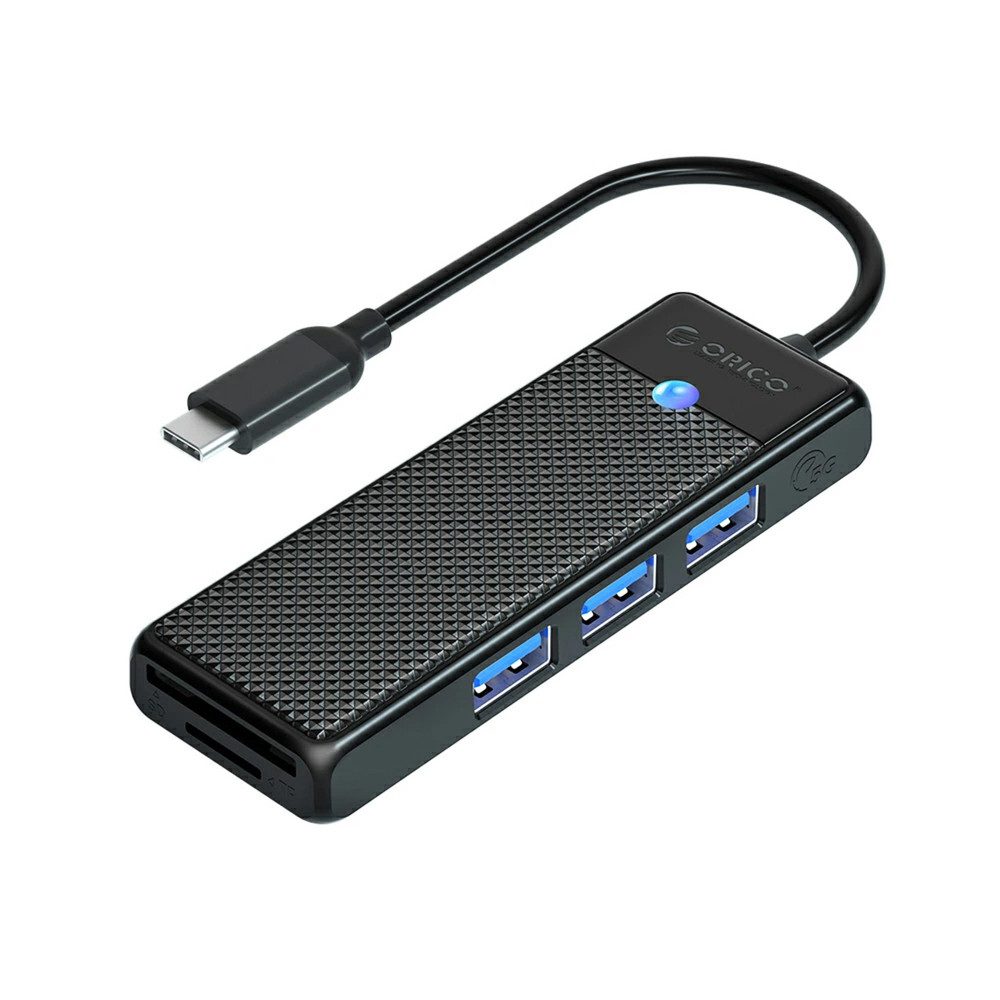 ORICO USB-Hub Verteiler HUB (4-in-1, USB-A, 3x USB-A, Kartenleser, 5 Gbit/s)