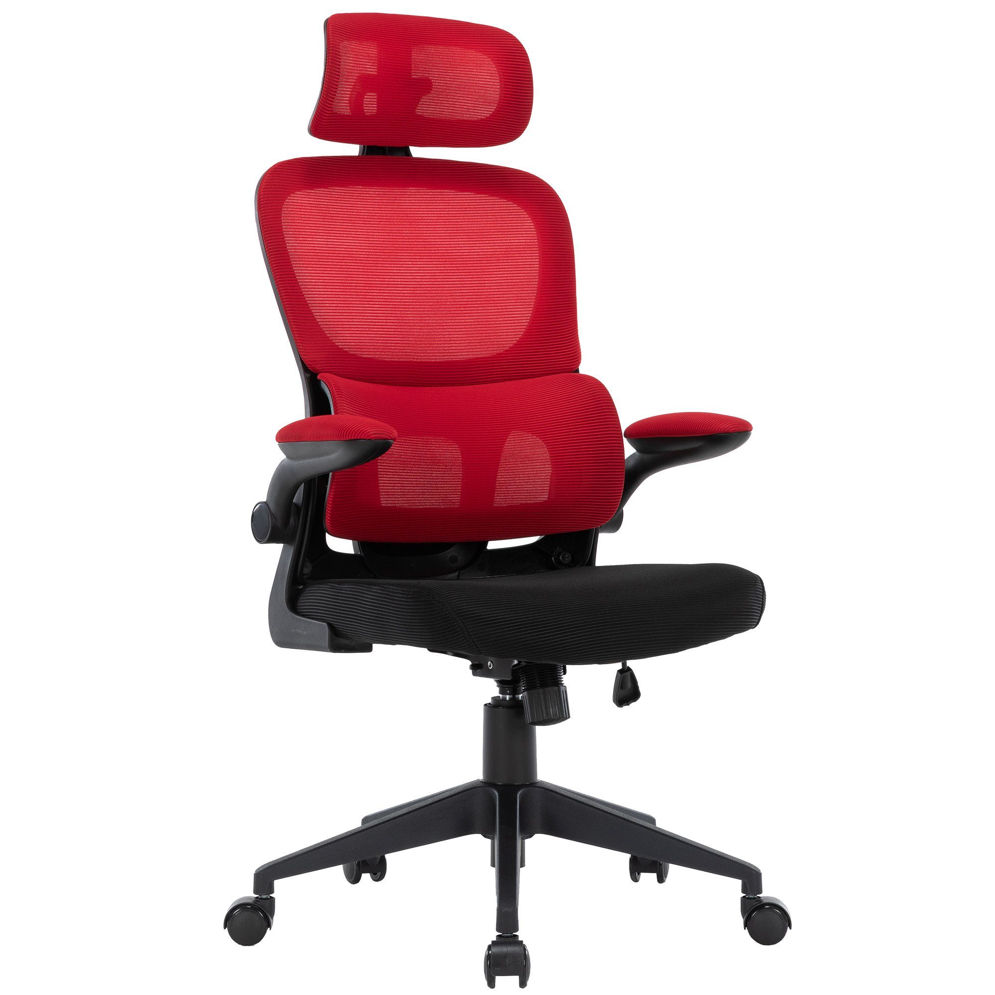 TRISENS Drehstuhl Bruno (1 Stück), Drehstuhl in moderner Mesh-Optik mit ergonomischer Rückenlehne Schwarz/Rot