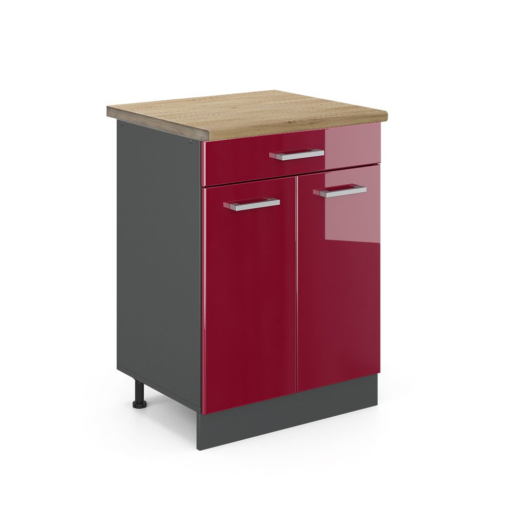 Vicco Unterschrank R-Line, Bordeaux Hochglanz/Anthrazit, 80 günstig online kaufen