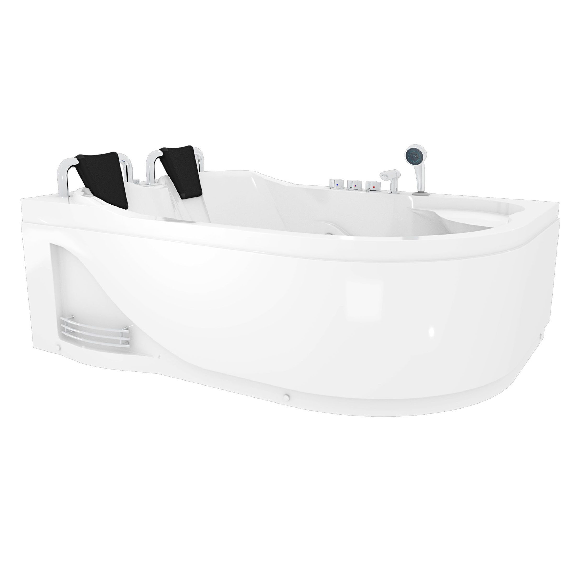 AcquaVapore Whirlpool-Badewanne Whirlpool Pool Badewanne Eckwanne W23H-R, (1-tlg), mit Ablaufgarnitur