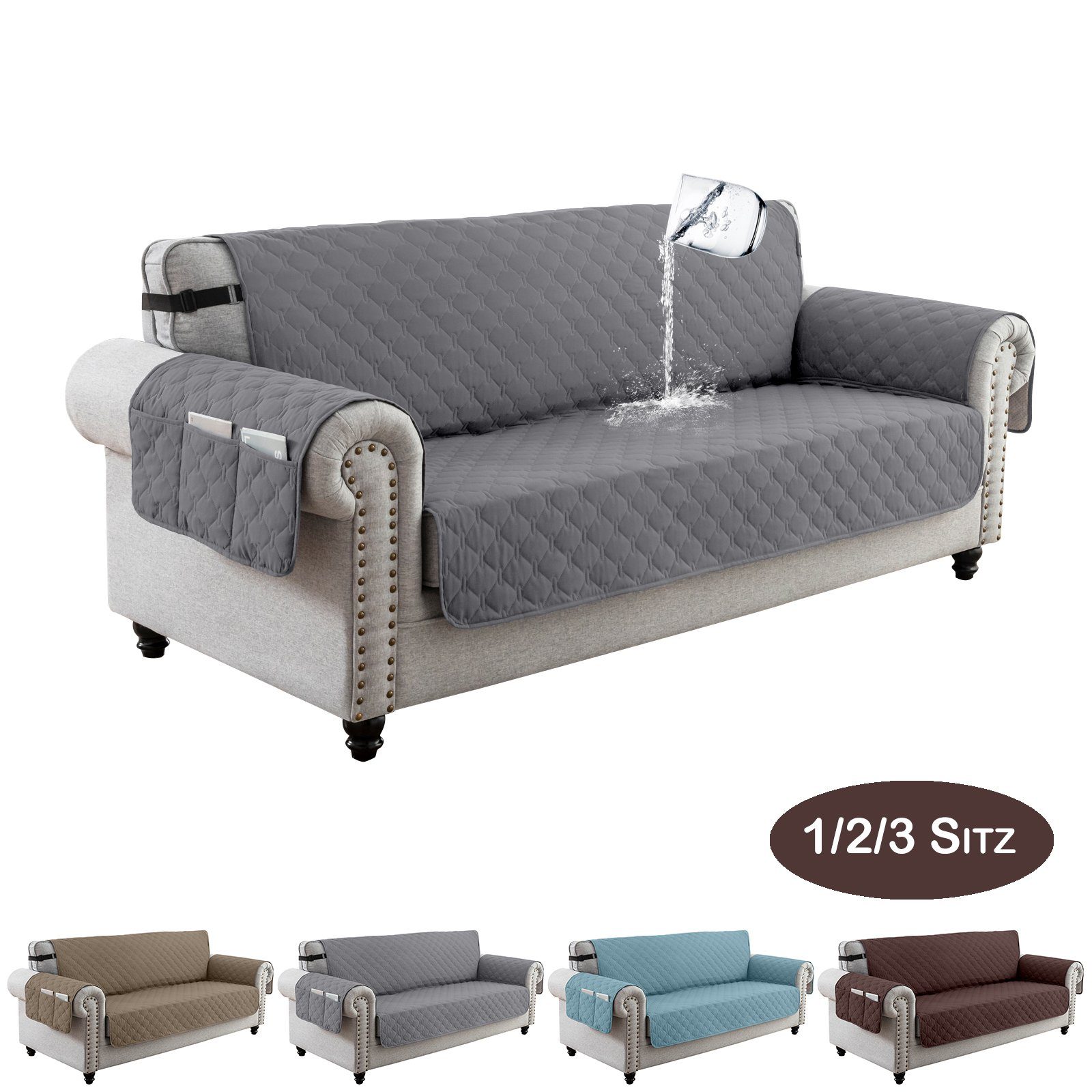 BTTO Sesselschoner Sofahusse mit Taschen, Sofaschoner 1/2/3 Sitzer Rutschfe günstig online kaufen