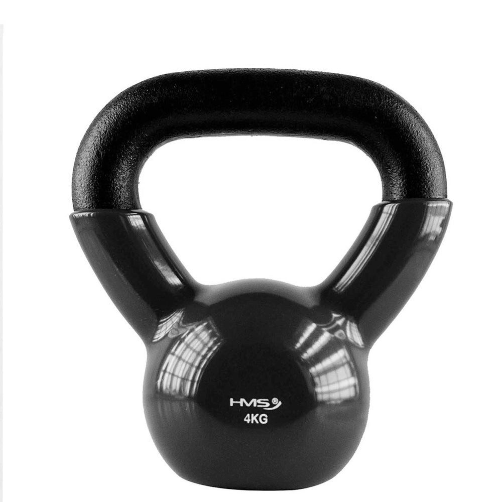 HMS Kettlebell Kugelhantel Schwunghantel Krafttraining, (Spar-Set), Gusseisen, Vinylmantel, flache Standfläche