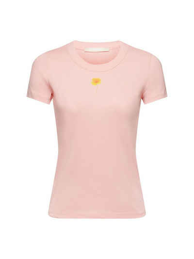 edc by Esprit T-Shirt T-Shirt mit floralem Print auf der Brust (1-tlg)