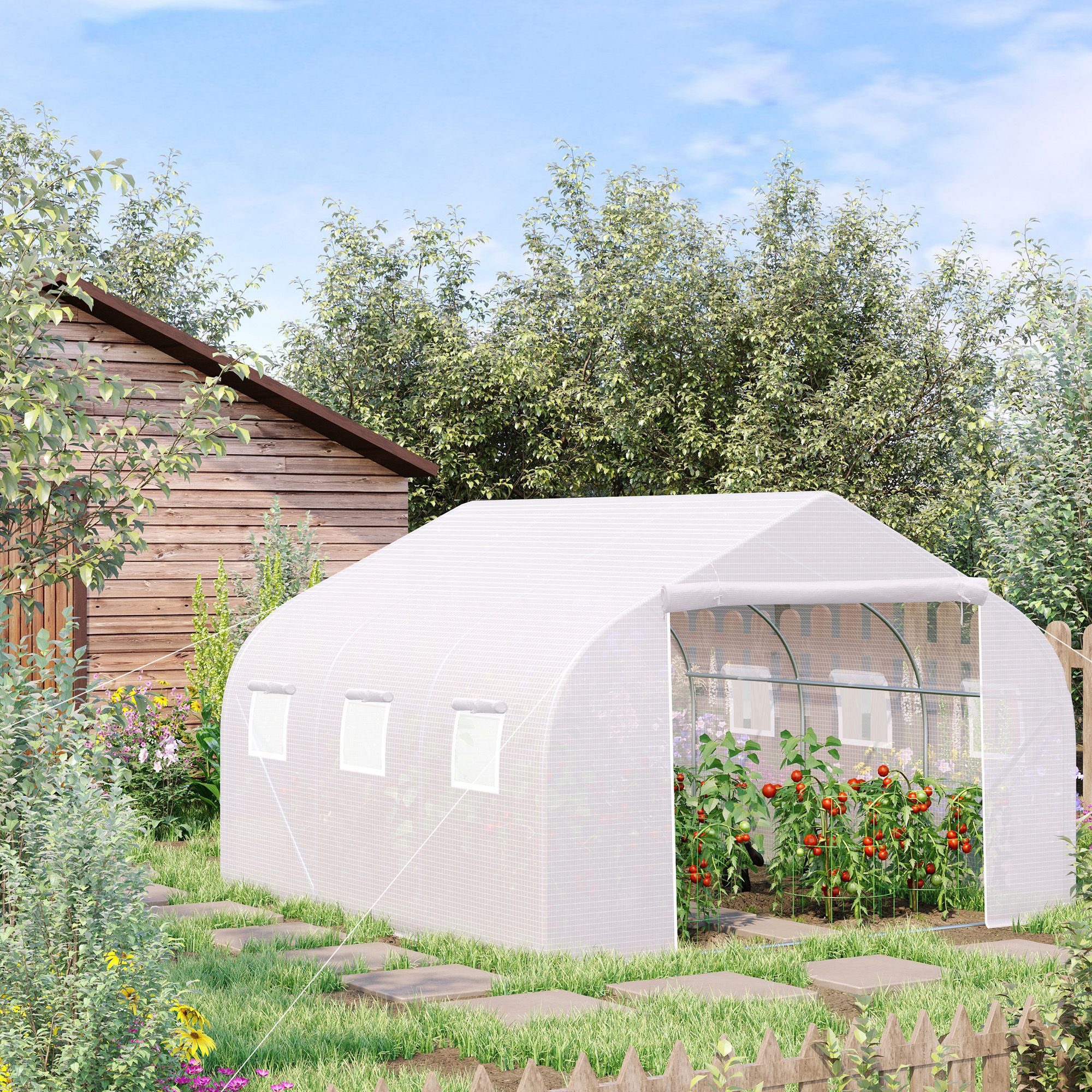 Outsunny Foliengewächshaus Winddichtes Tomatenhaus mit UV-Schutz, günstig online kaufen