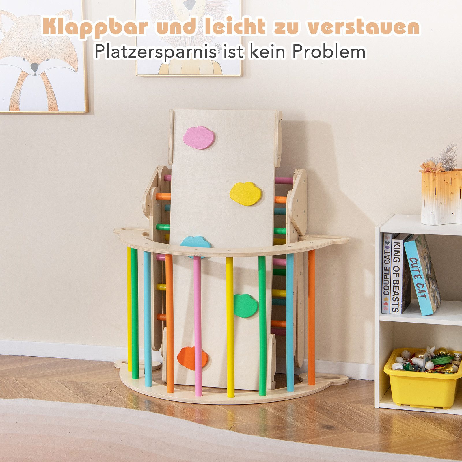 COSTWAY Klettergerüst, 4 in 1 Kletterbogen mit Rampe, Tragfähigkeit von 50kg