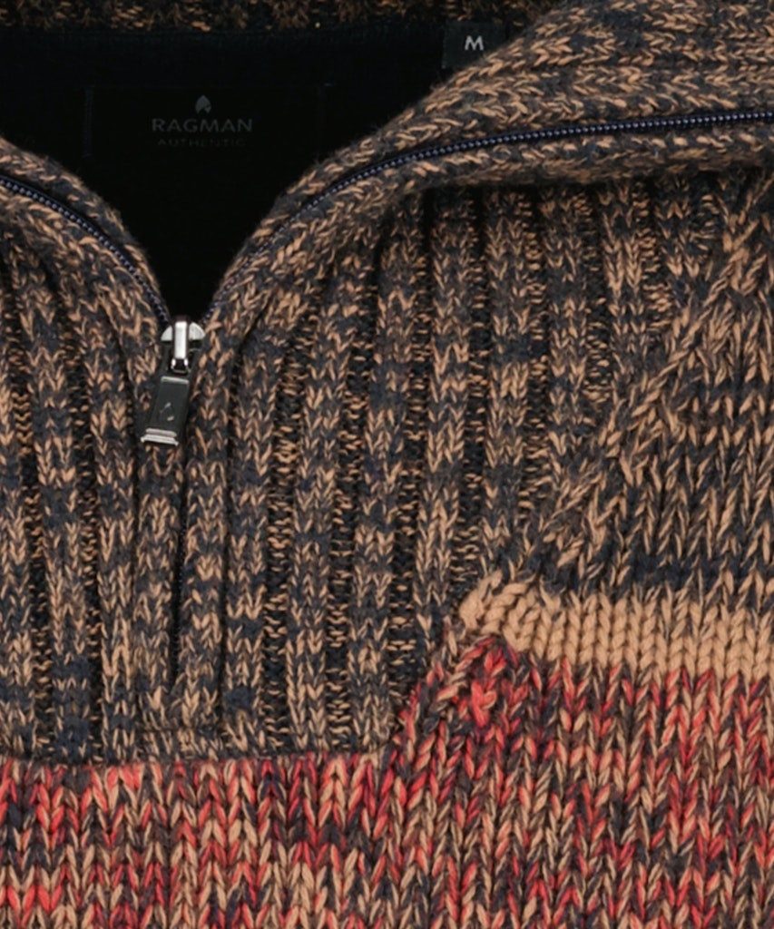 RAGMAN V-Ausschnitt-Pullover, gestreift