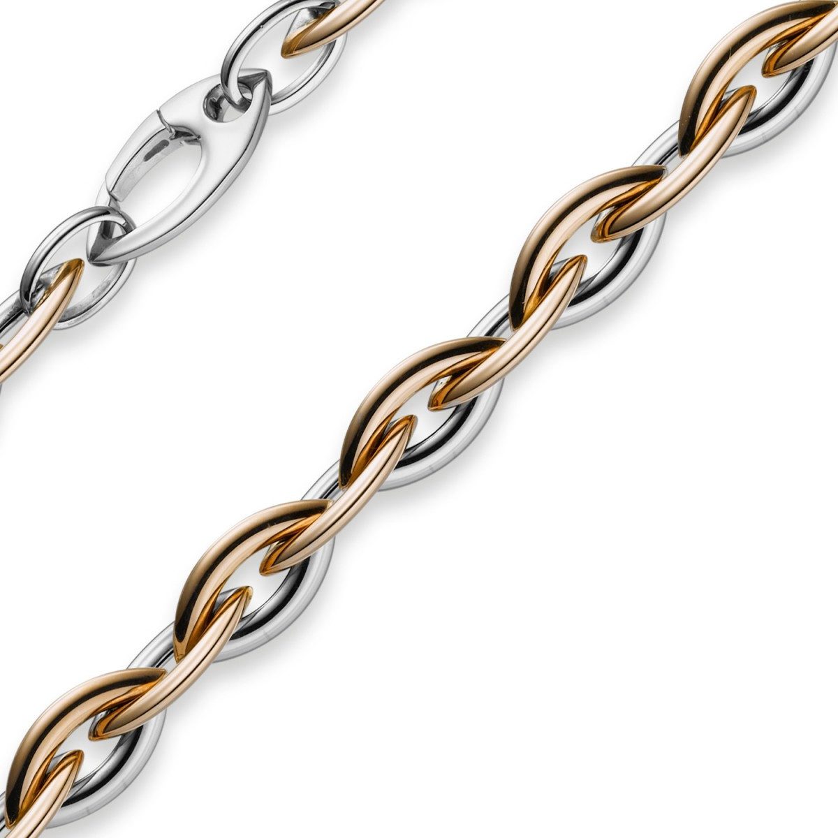 Goldarmband 7,5mm Spitzanker Armband, 585 Gold weiß/rose, 21cm