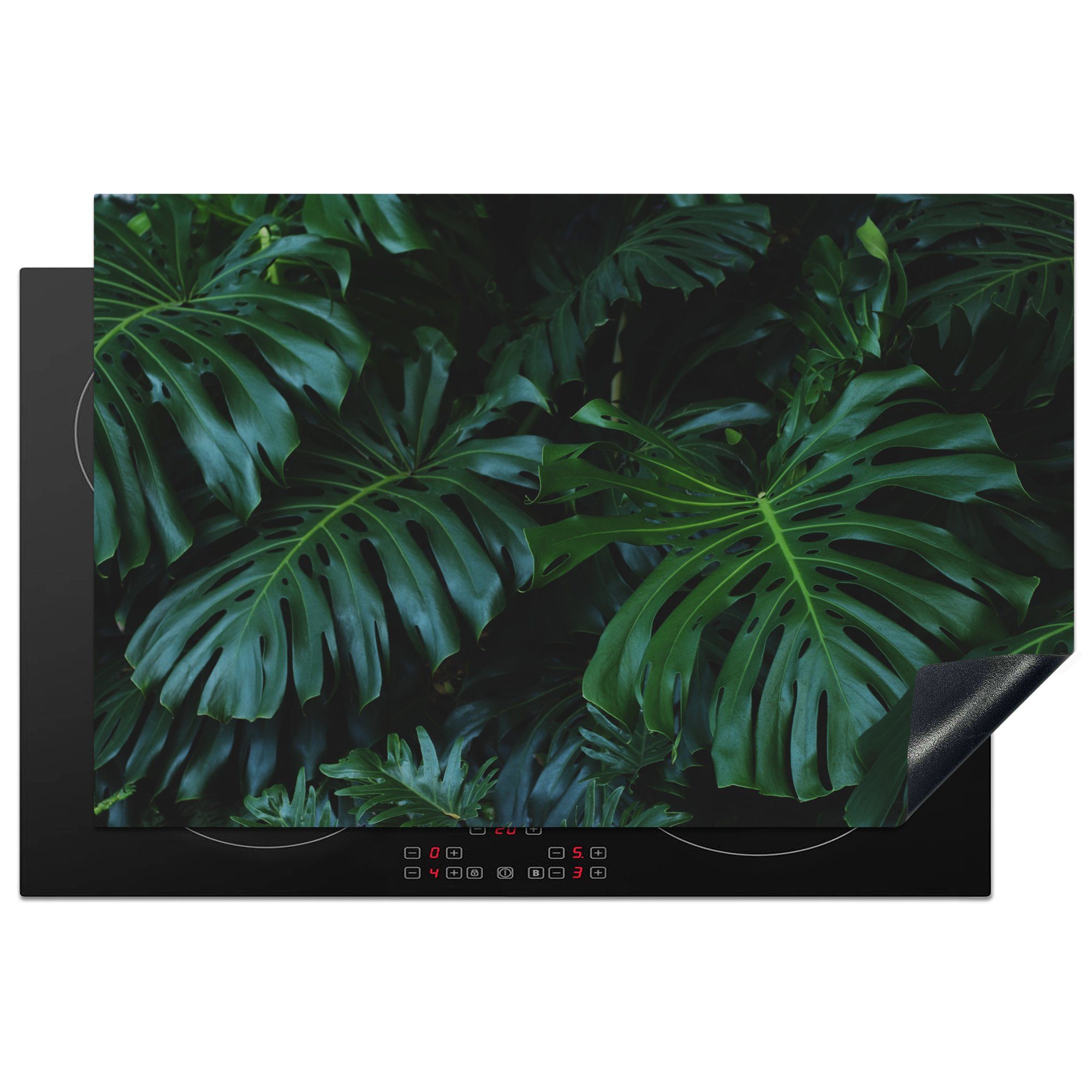 MuchoWow Herdblende-/Abdeckplatte Dschungel - Laub - Grün, Vinyl, (1 tlg), 81x52 cm, Induktionskochfeld Schutz für die küche, Ceranfeldabdeckung