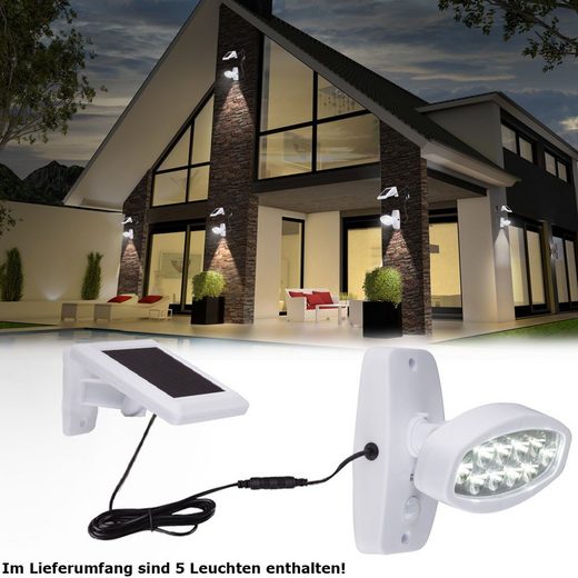 LED Wandstrahler, 5er Set LED Solar Außen Leuchte Lampe