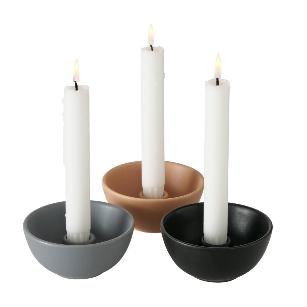 BOLTZE GRUPPE GmbH Kerzenhalter Kerzenständer FRANYO, Steinzeug, Ø 10 cm (Kerzenhalter)
