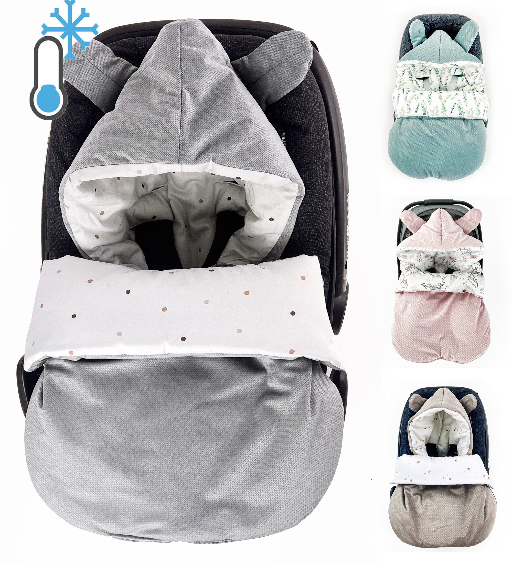 Fußsack BABYFUßSACK für Babyschale Frühling Übergang warm mit Füllung